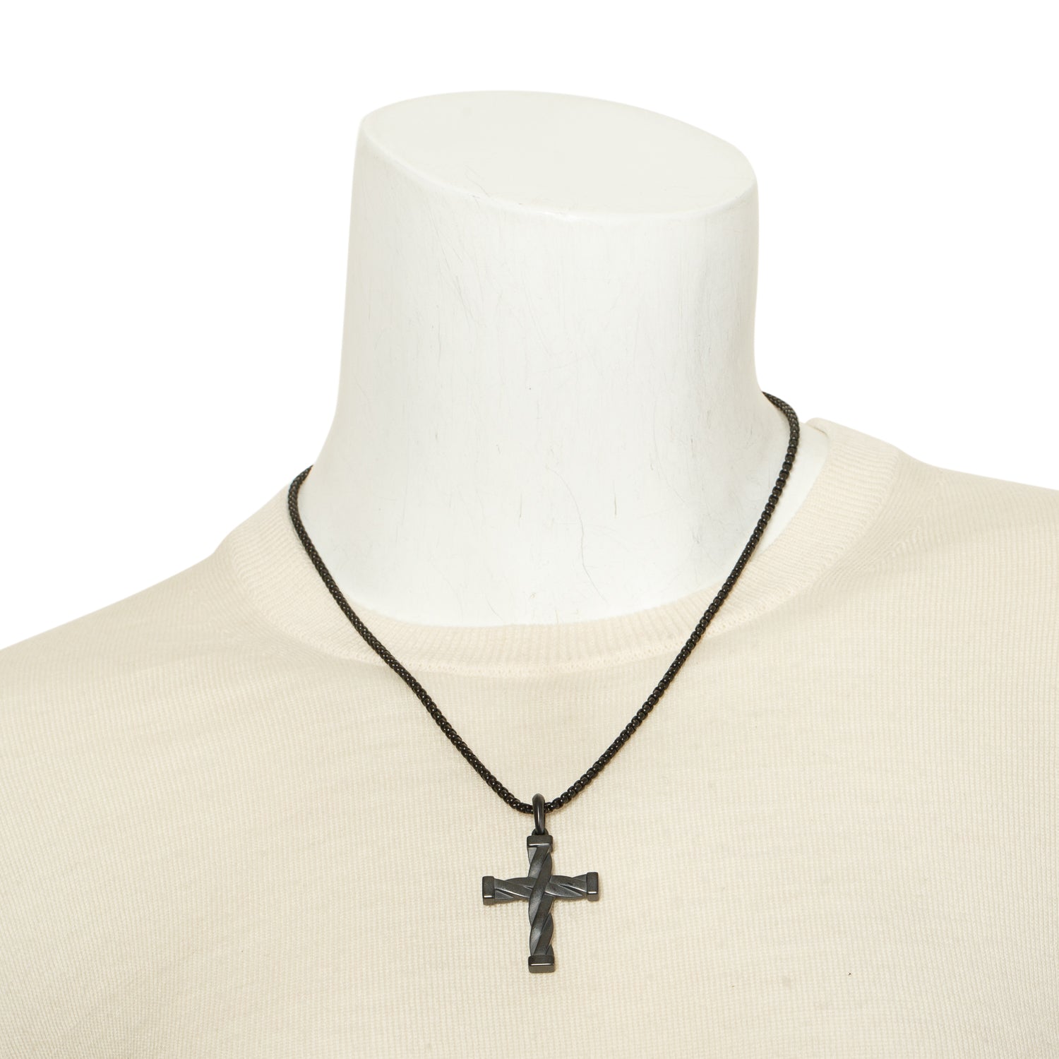 David Yurman Titanium & Black PVD Steel 36 MM Helios Cross Pendant Necklace