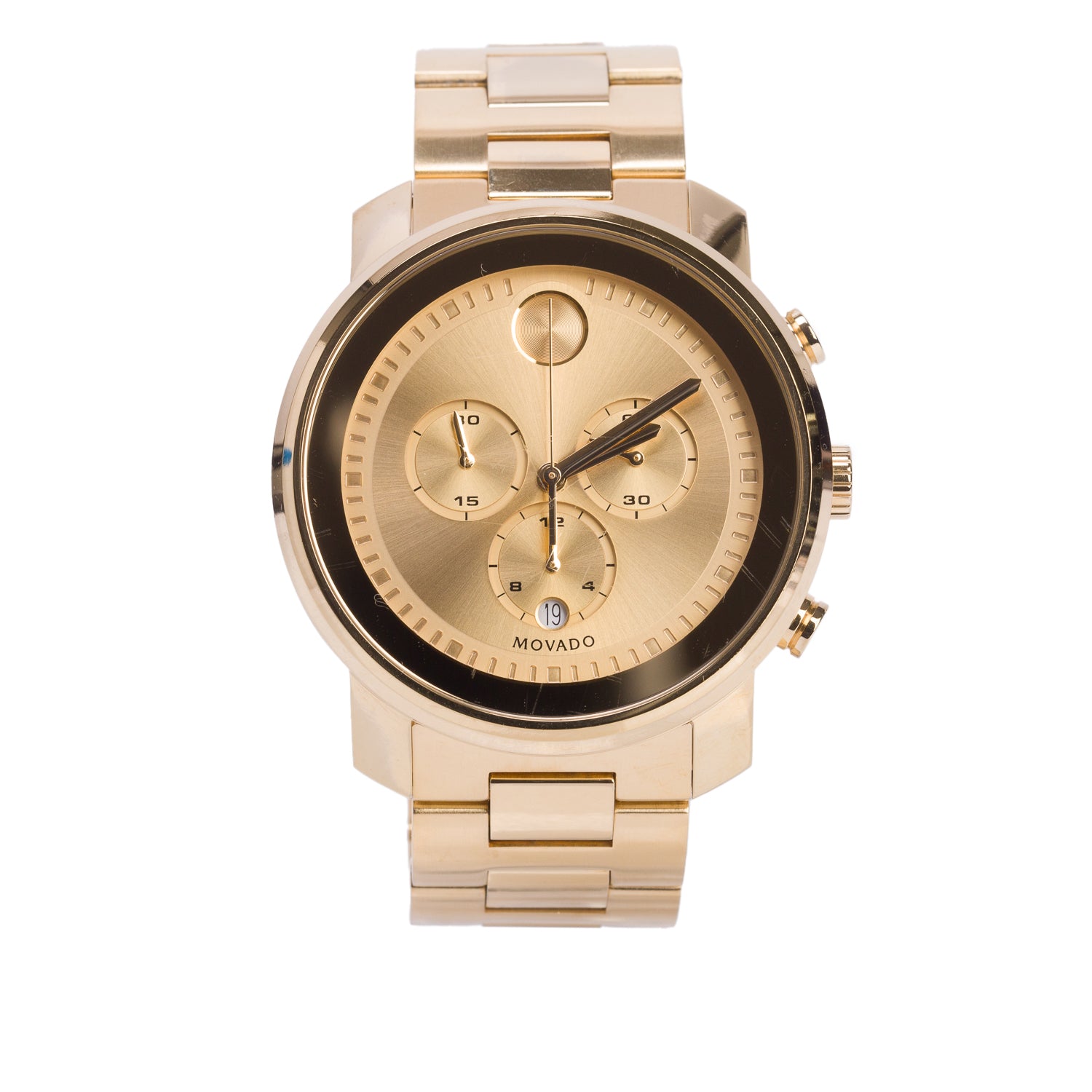 Movado Yellow Gold Plated Stainless Steel Bold Evolution 44 MM Chronograph Quartz Watch