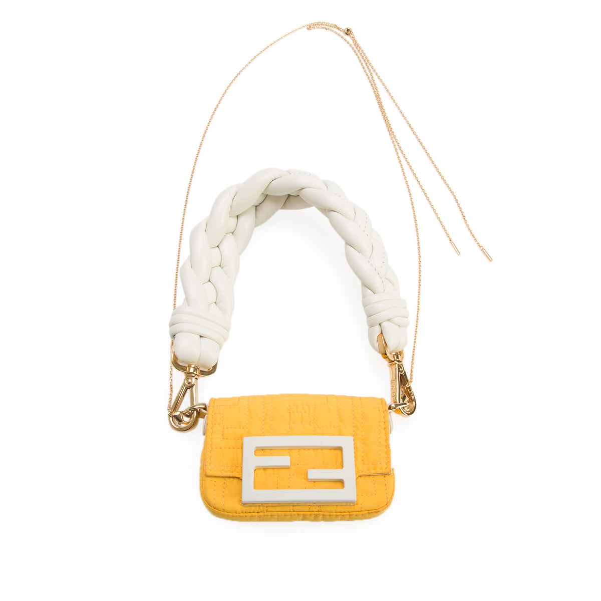 Fendi Yellow Nylon Nano Tube Maxi Handle Charm w/ Straps