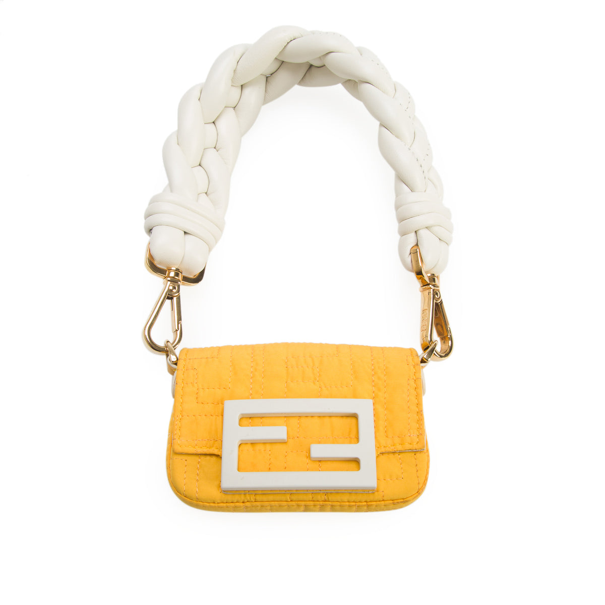 Fendi Yellow Nylon Nano Tube Maxi Handle Charm w/ Straps