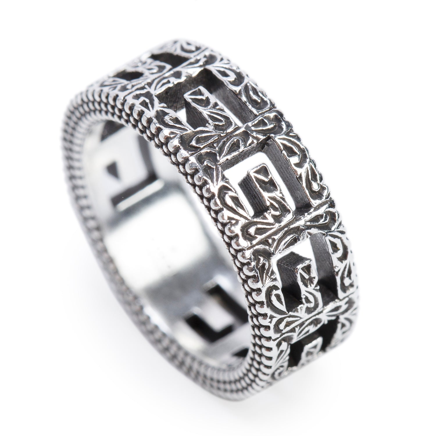 Gucci Sterling Silver G Cube Band Ring, Size 10 5