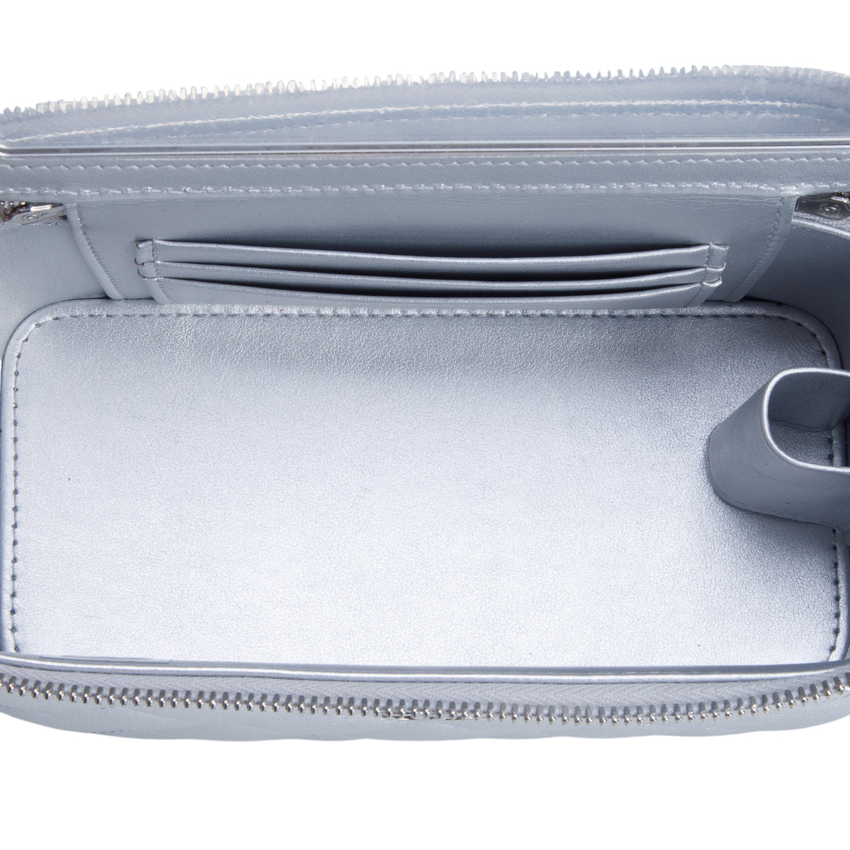 Chanel Metallic Silver Caviar Quilted Leather Small Vanity Case