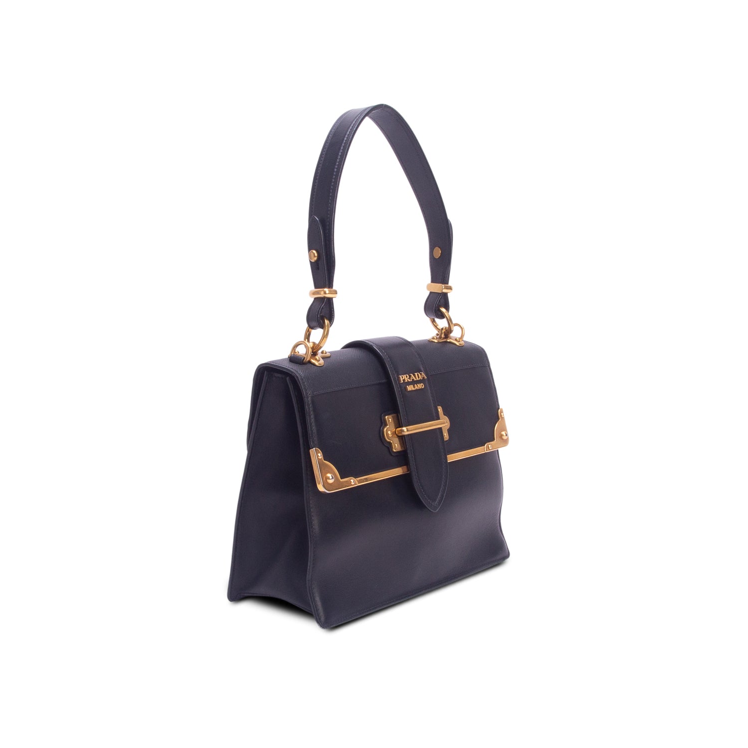 Prada Black City Calf Saffiano Cahier Bag w/ Box & Straps