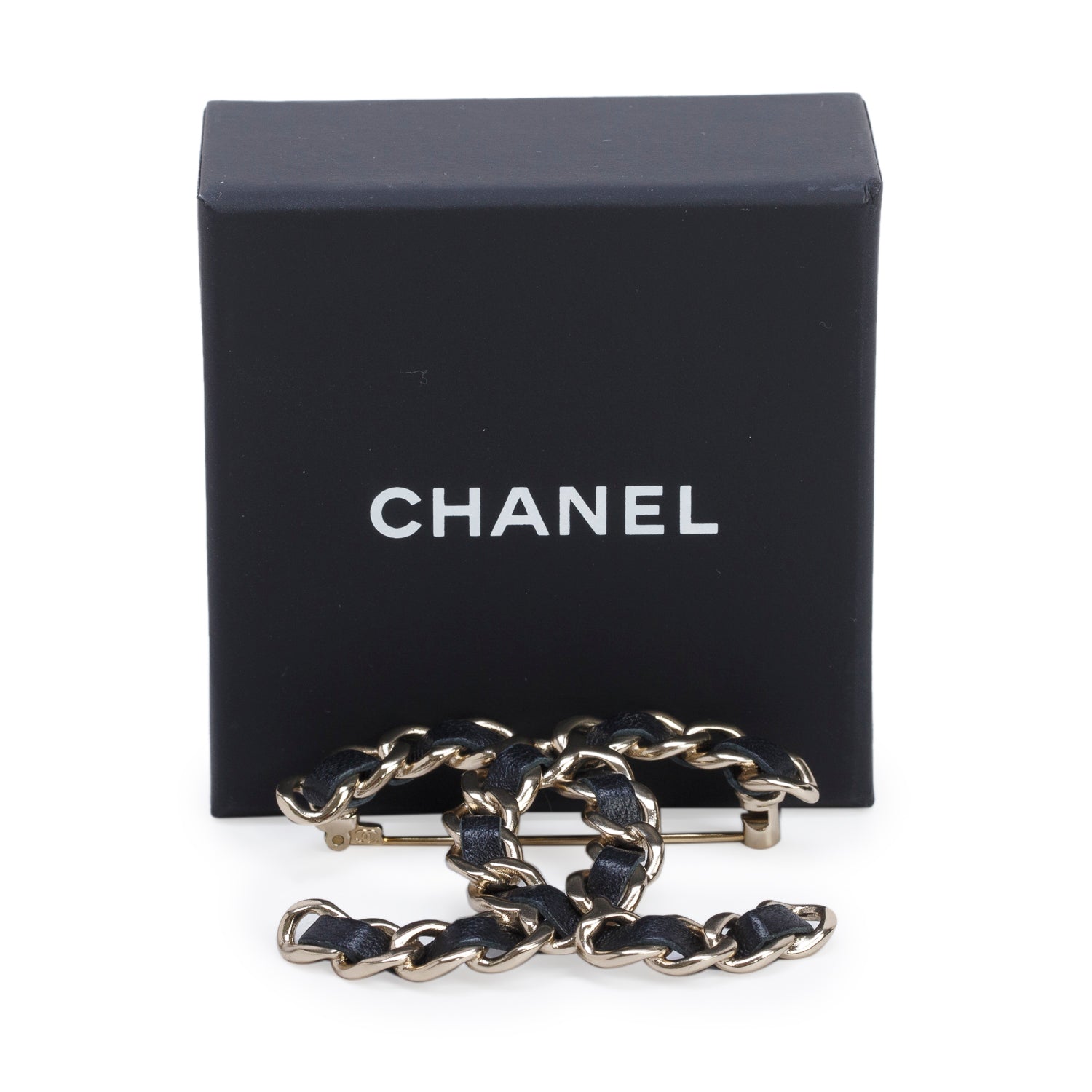 Chanel 2022 Gold Plated Leather CC Brooch w/ Box