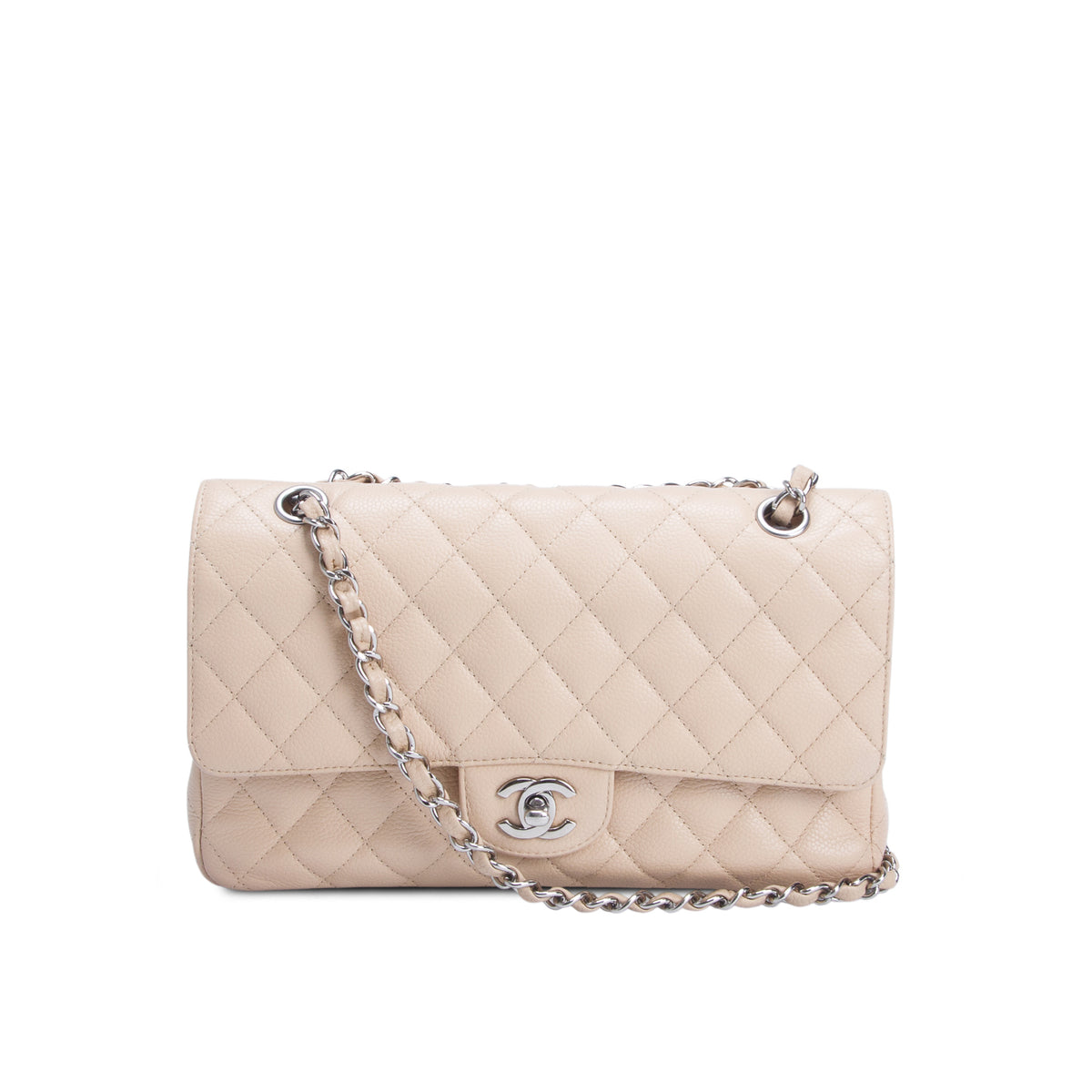 Chanel Beige Caviar Classic Medium Double Flap Bag