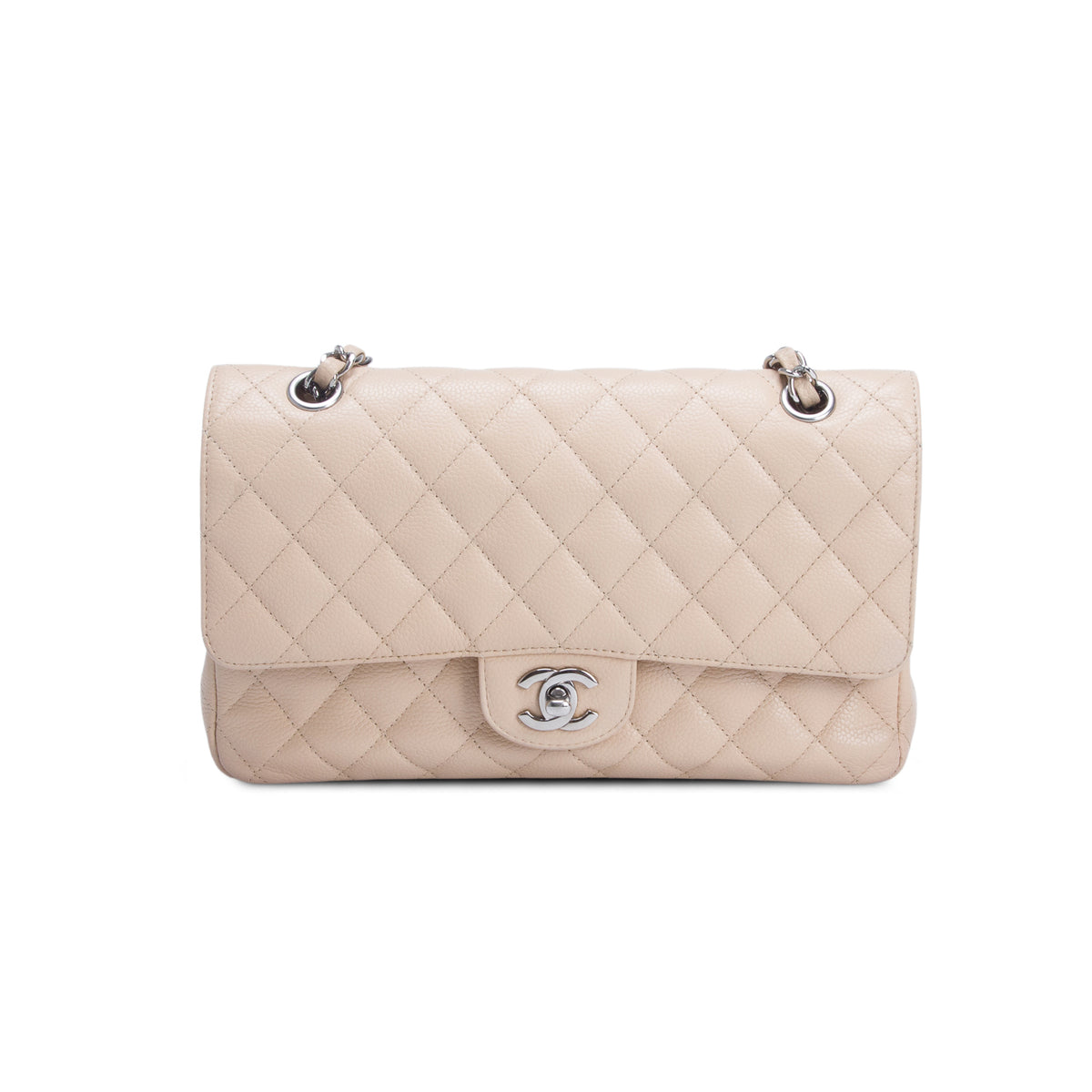 Chanel Beige Caviar Classic Medium Double Flap Bag
