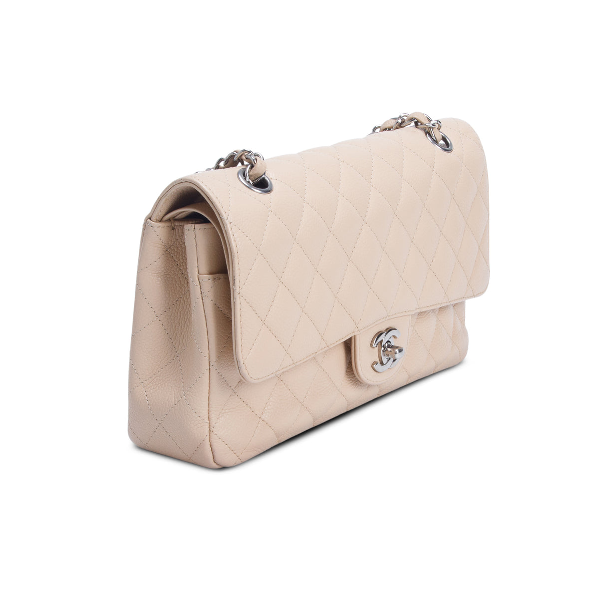 Chanel Beige Caviar Classic Medium Double Flap Bag