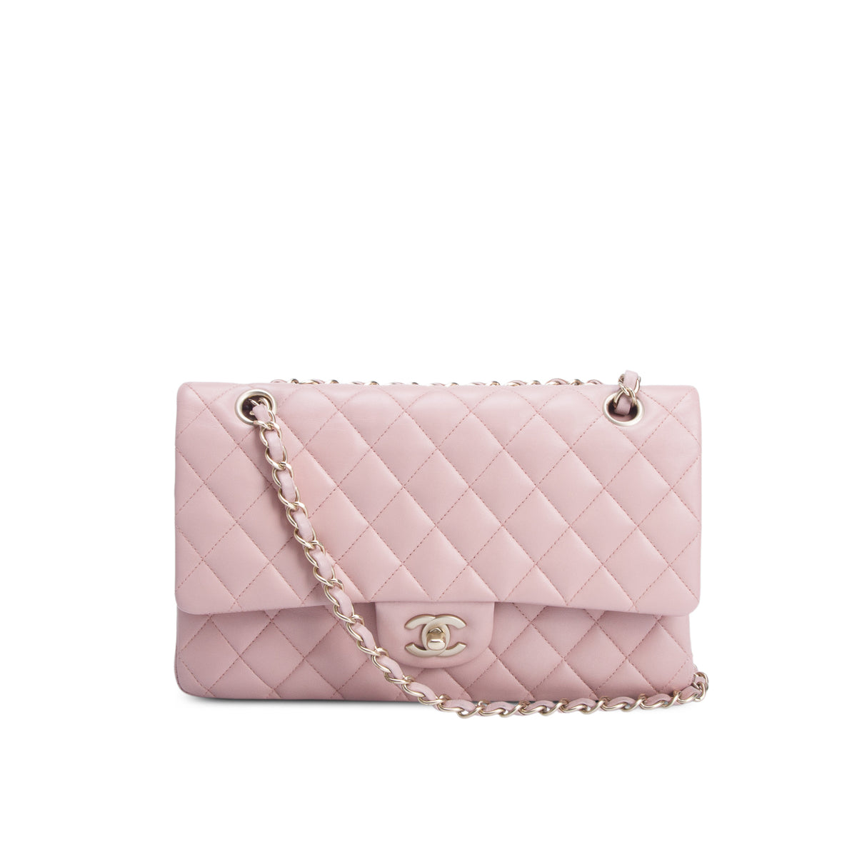 Chanel Pink Quilted Lambskin Leather Classic Medium Double Flap Bag