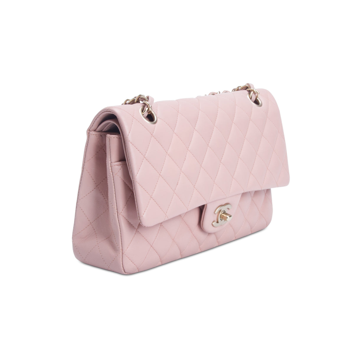 Chanel Pink Quilted Lambskin Leather Classic Medium Double Flap Bag