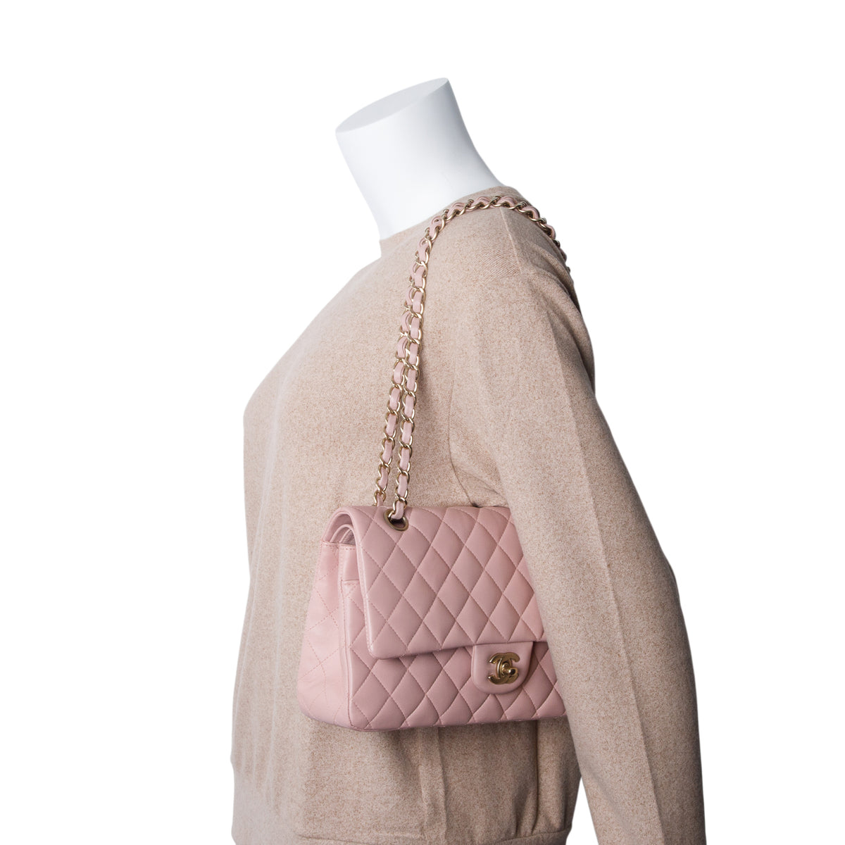 Chanel Pink Quilted Lambskin Leather Classic Medium Double Flap Bag