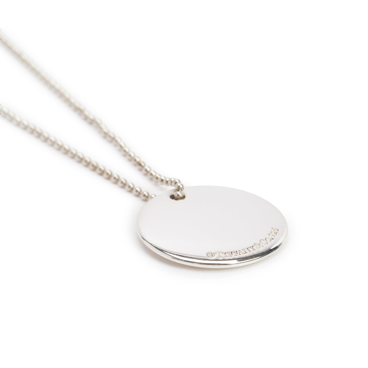 Tiffany & Co. Sterling Silver Notes Alphabet Letter 'L' Medium Disc Pendant Necklace