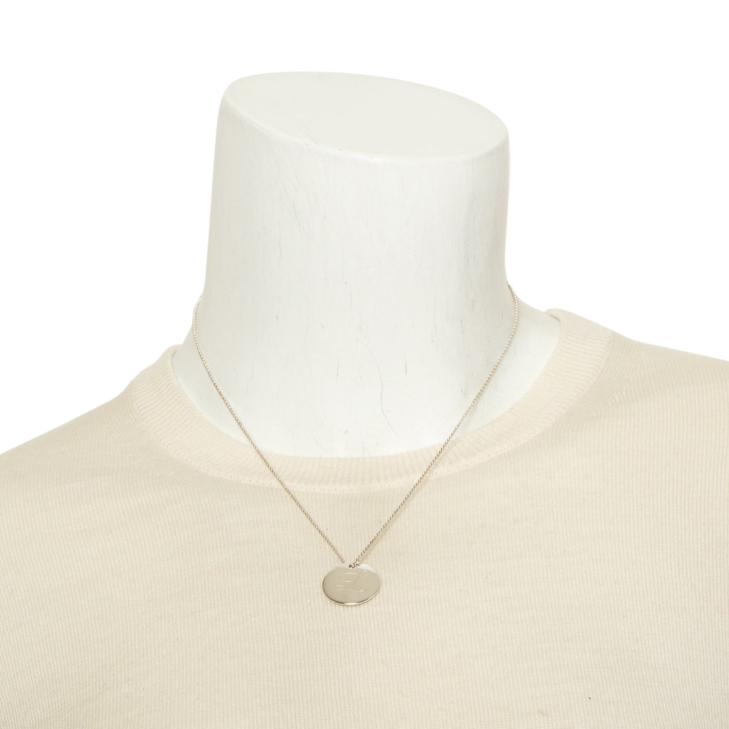 Tiffany & Co. Sterling Silver Notes Alphabet Letter 'L' Medium Disc Pendant Necklace