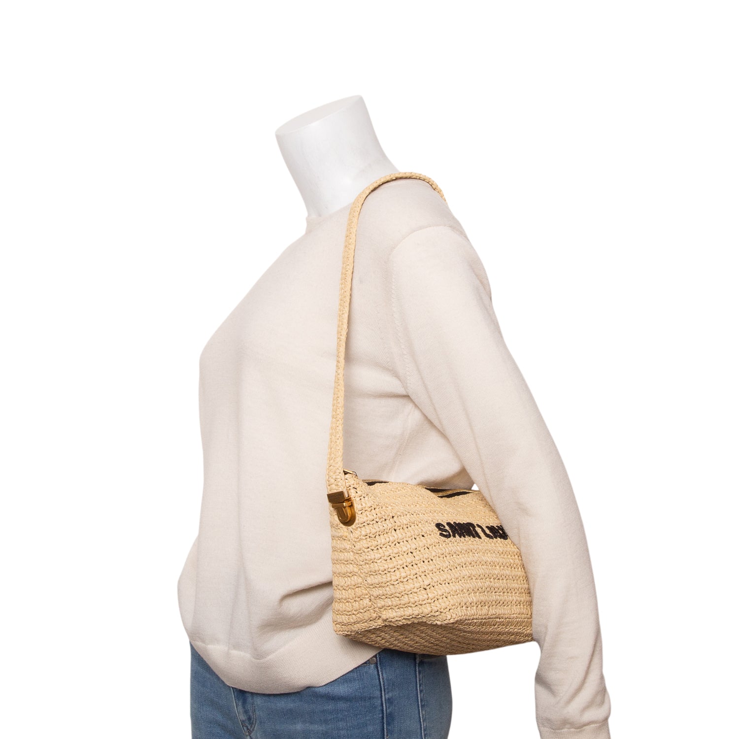 Saint Laurent 2022 Raffia Crossbody Shoulder Bag w/ Box