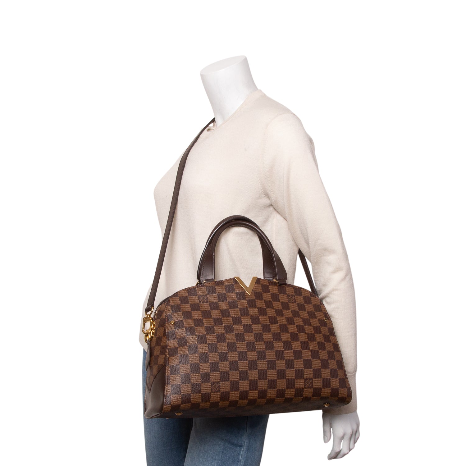 Louis Vuitton Damier Ebene Kensington Bowling Bag w/ Strap