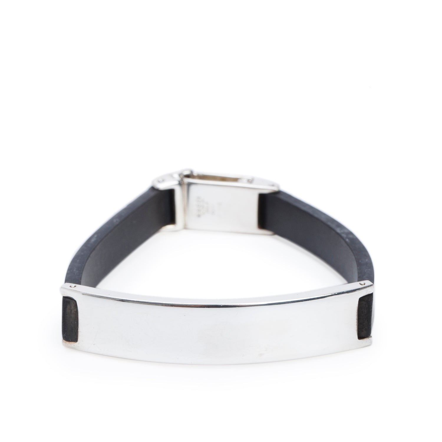 Gucci Sterling Silver Black Rubber ID Bracelet