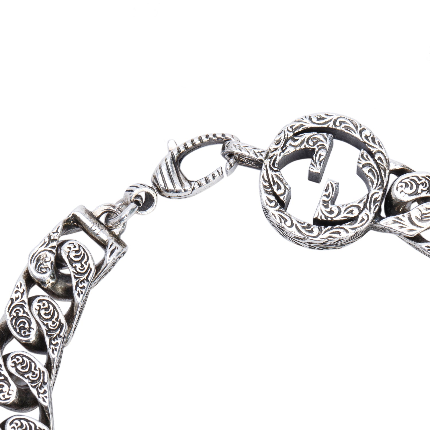 Gucci Sterling Silver Interlocking Chain Bracelet w/ Box