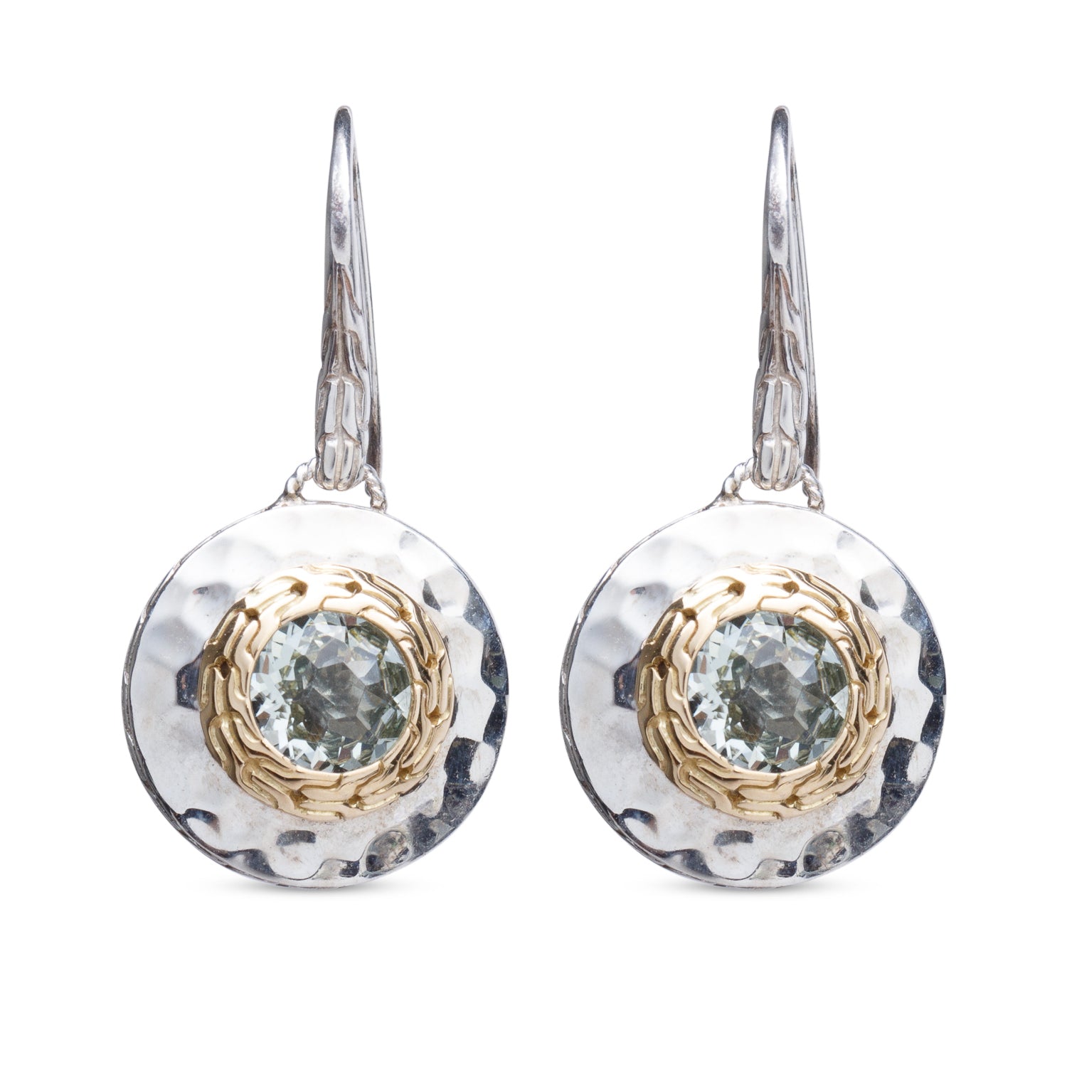 John Hardy Sterling Silver & 18k Yellow Gold Quartz Round Drop Earrings