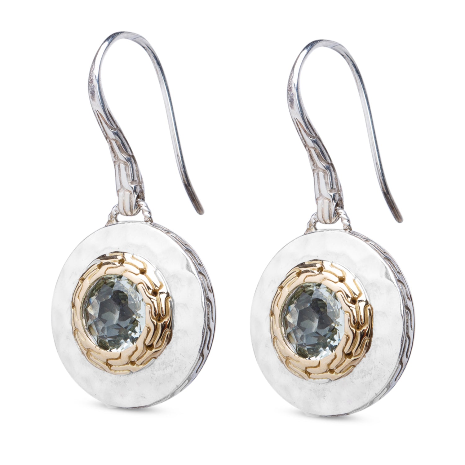 John Hardy Sterling Silver & 18k Yellow Gold Quartz Round Drop Earrings