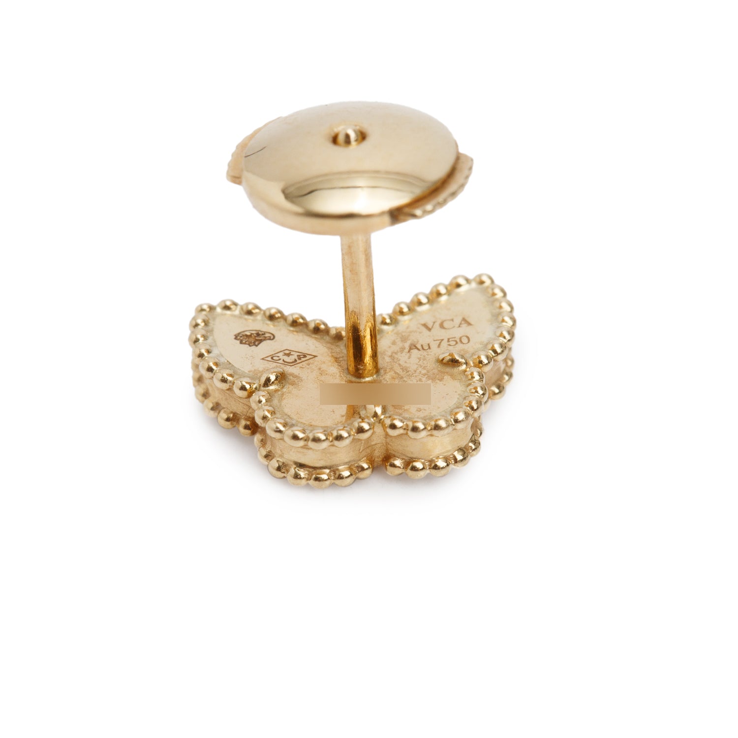 Van Cleef & Arpels 2023 18k Yellow Gold Sweet Butterflies Mother of Pearl Stud Earrings w/ Box, Receipt & Certificate