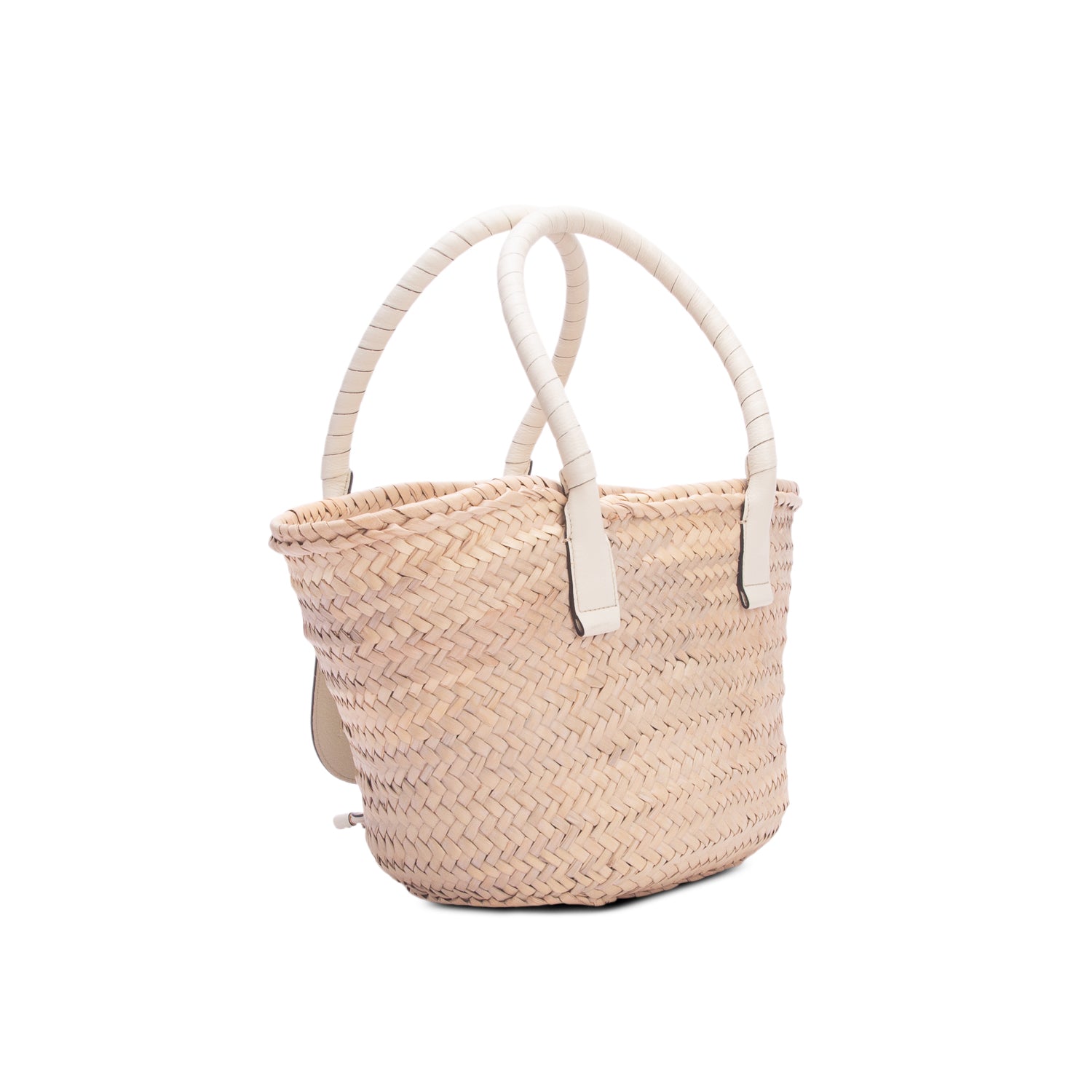 Chloe 2020 White Raffia Grain Calfskin Medium Marcie Basket Bag w/ Authenticity Card