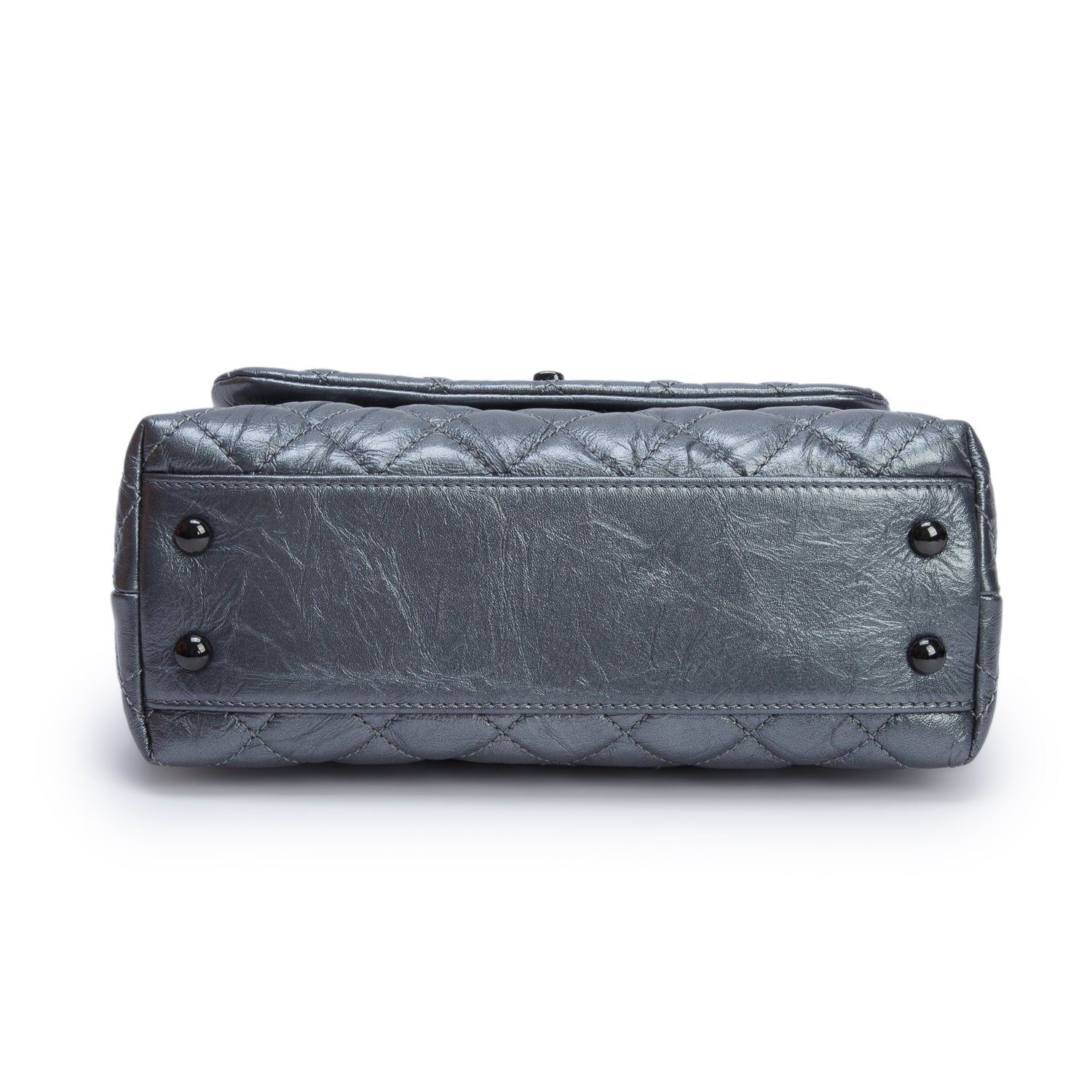 Chanel Grey Metallic Aged Calfskin Quilted Mini Coco Handle Flap