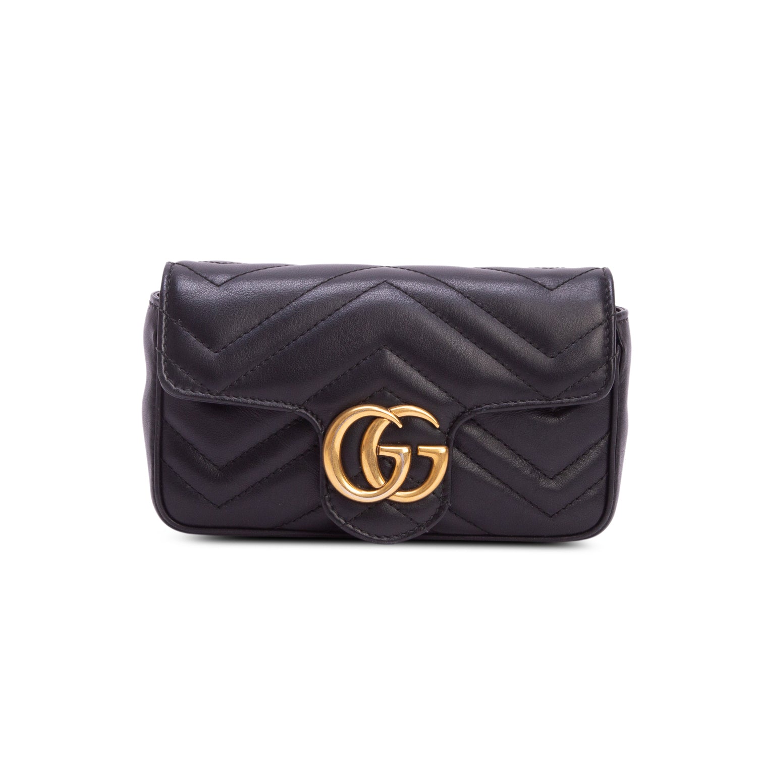 Gucci Black GG Marmont Matelasse Leather Super Mini Bag w/ Box
