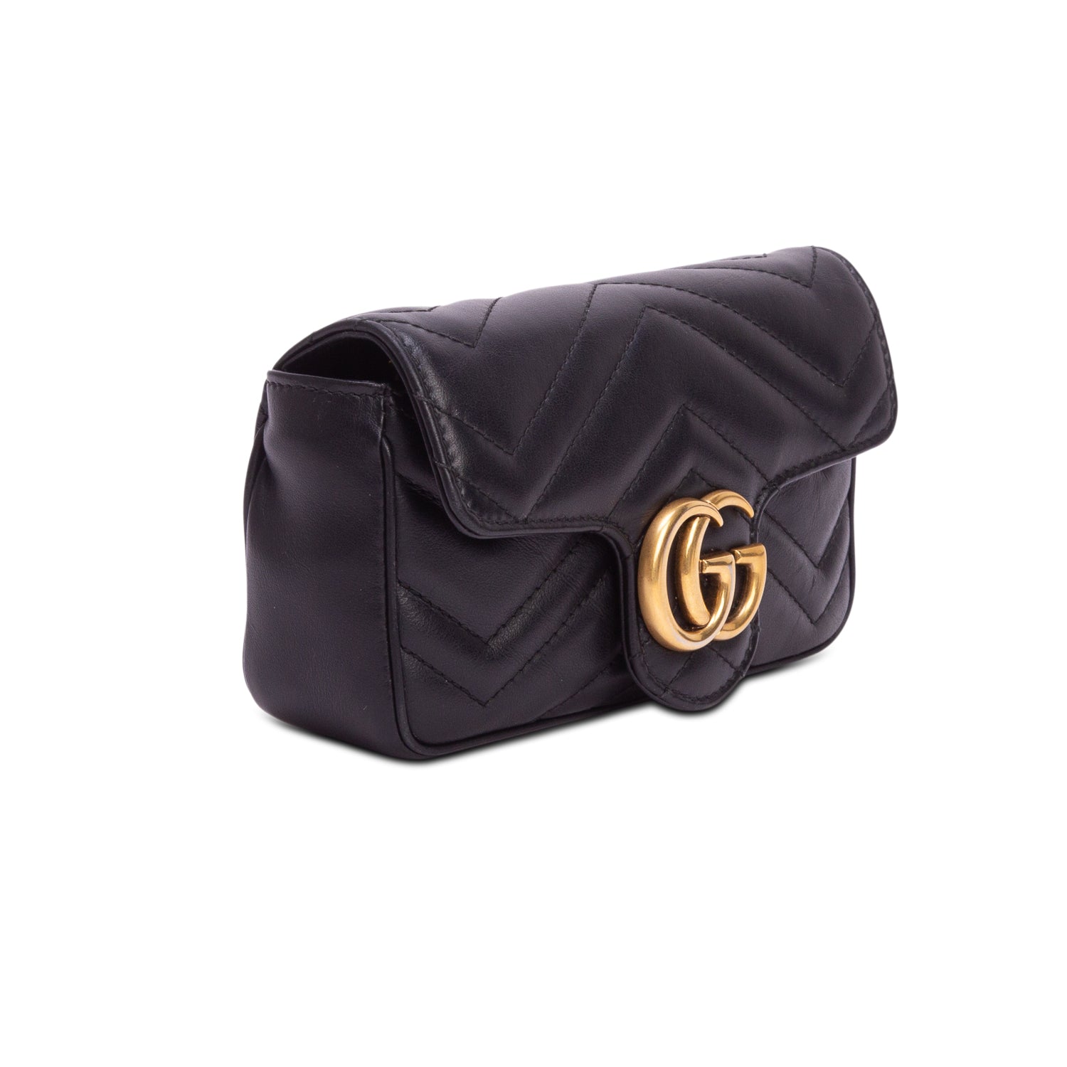 Gucci Black GG Marmont Matelasse Leather Super Mini Bag w/ Box