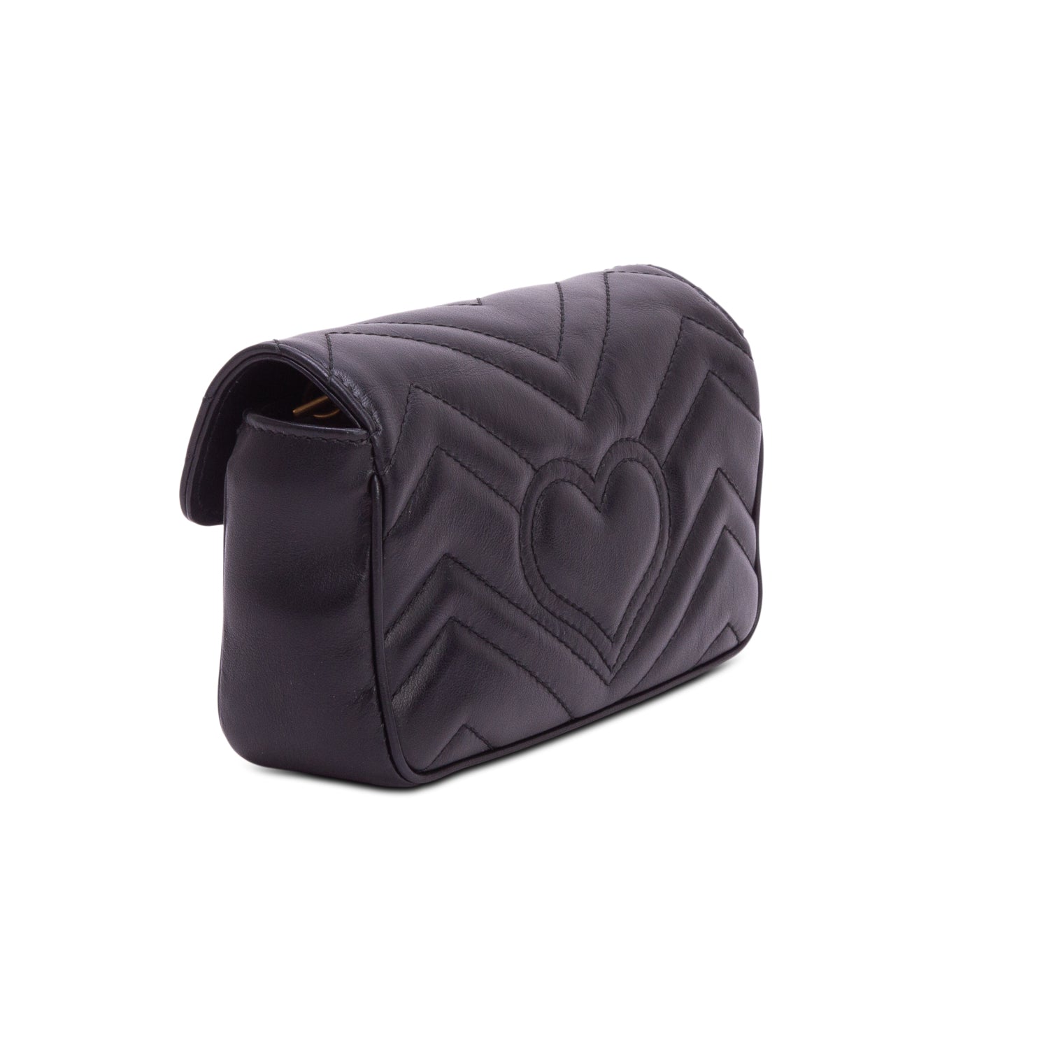 Gucci Black GG Marmont Matelasse Leather Super Mini Bag w/ Box