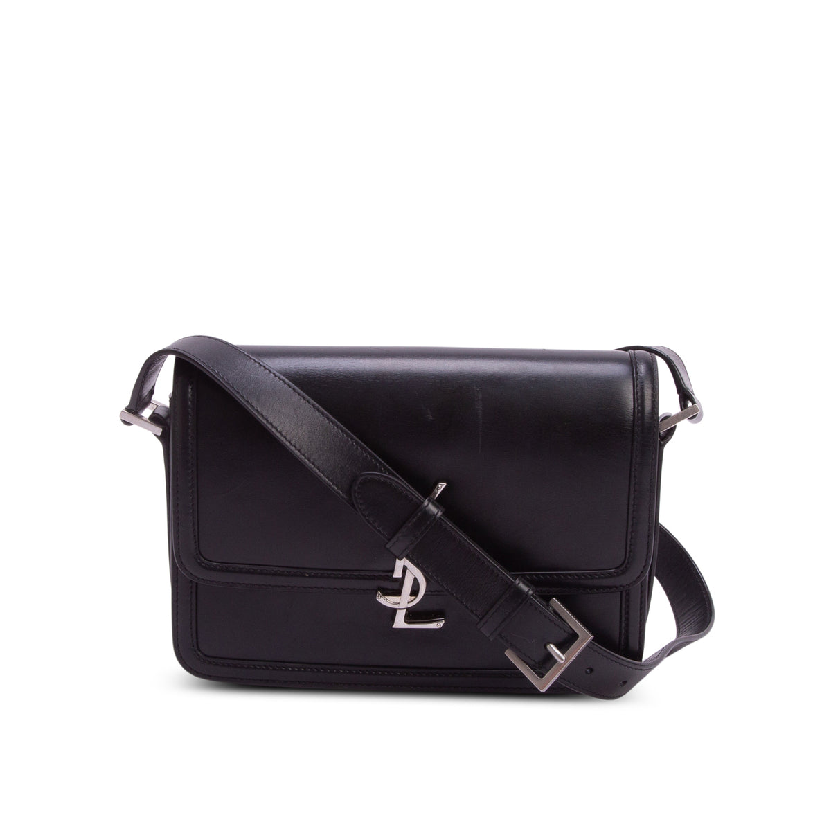 Saint Laurent 2023 Black Box Calfskin Monogram Medium Solferino Satchel