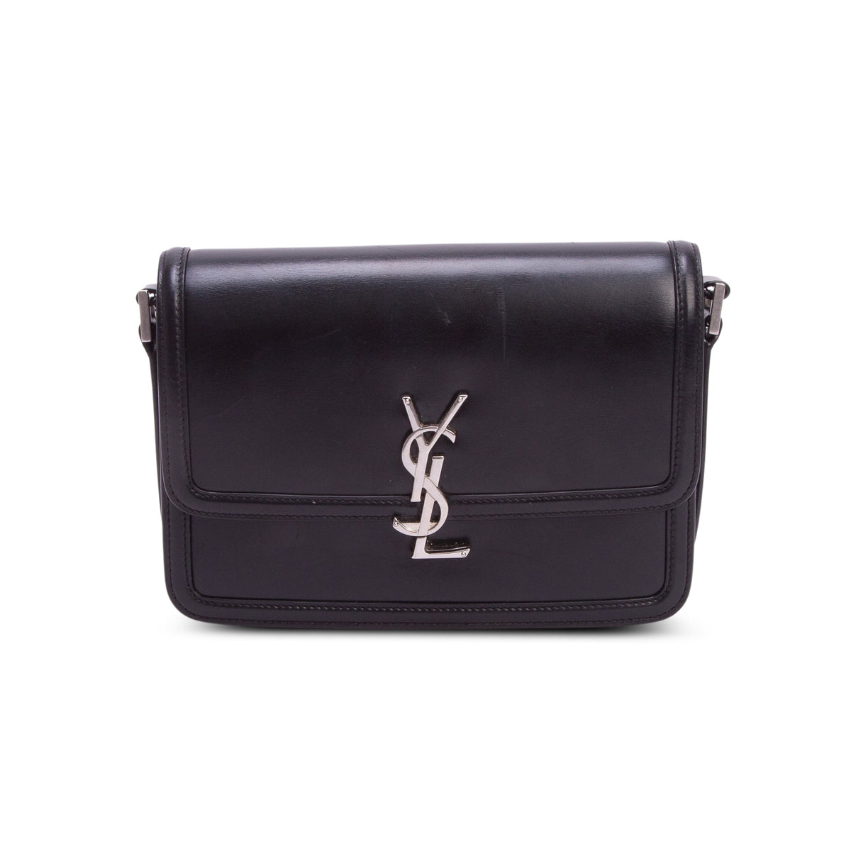 Saint Laurent 2023 Black Box Calfskin Monogram Medium Solferino Satchel