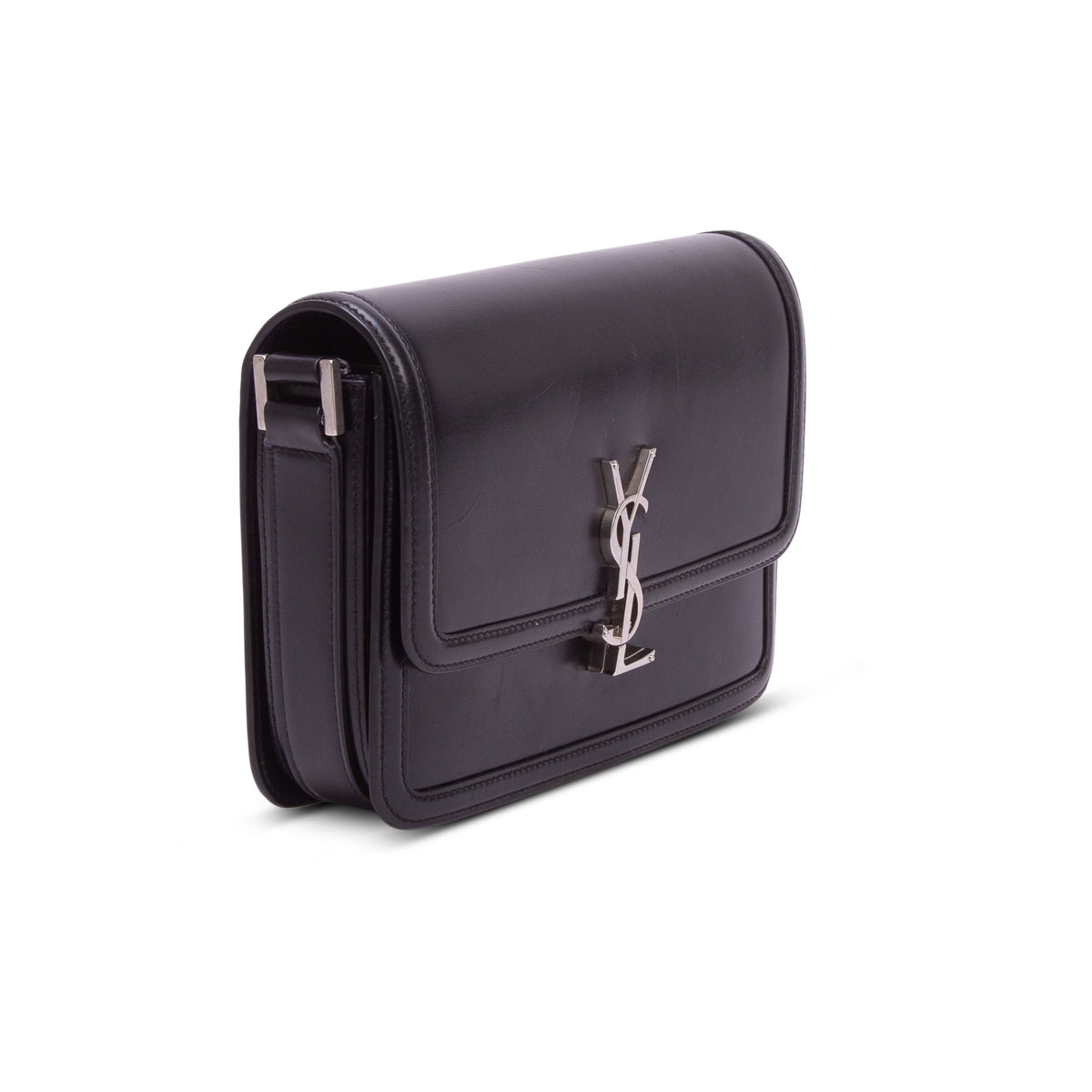 Saint Laurent 2023 Black Box Calfskin Monogram Medium Solferino Satchel