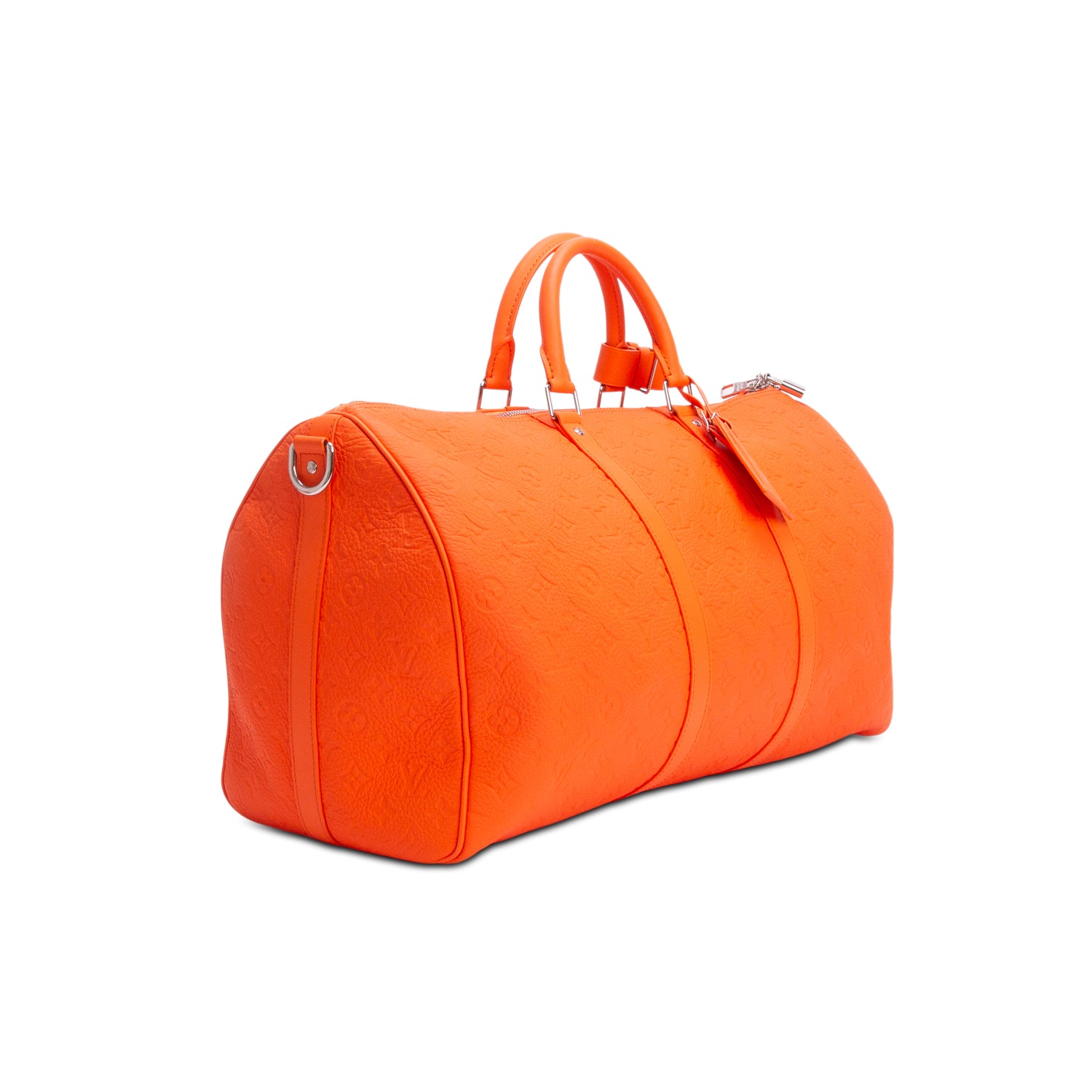 Louis Vuitton Orange Monogram Taurillon Embossed Leather Keepall Bandouliere 50 w/ Strap