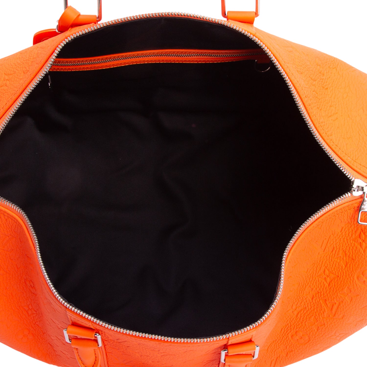 Louis Vuitton Orange Monogram Taurillon Embossed Leather Keepall Bandouliere 50 w/ Strap