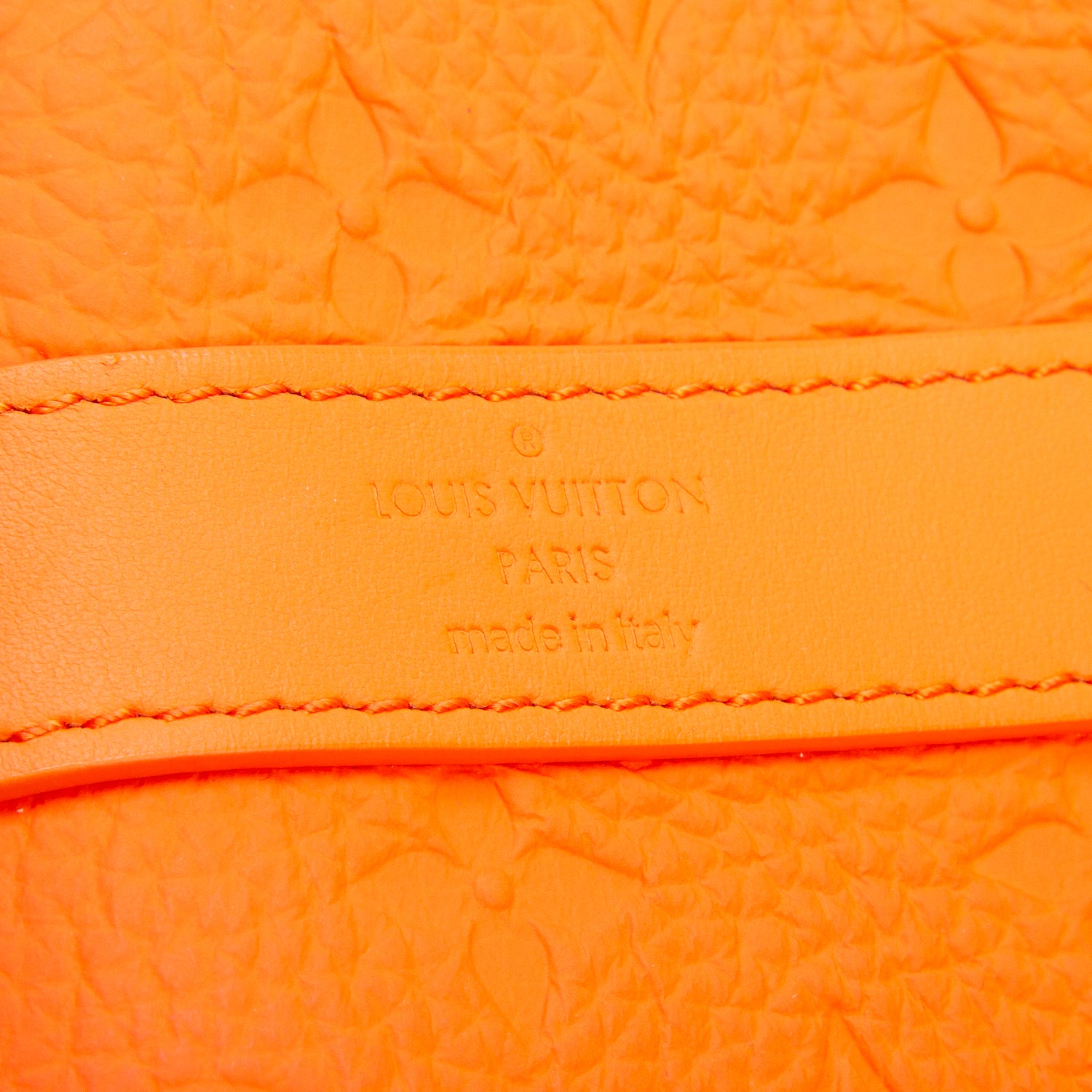 Louis Vuitton Orange Monogram Taurillon Embossed Leather Keepall Bandouliere 50 w/ Strap