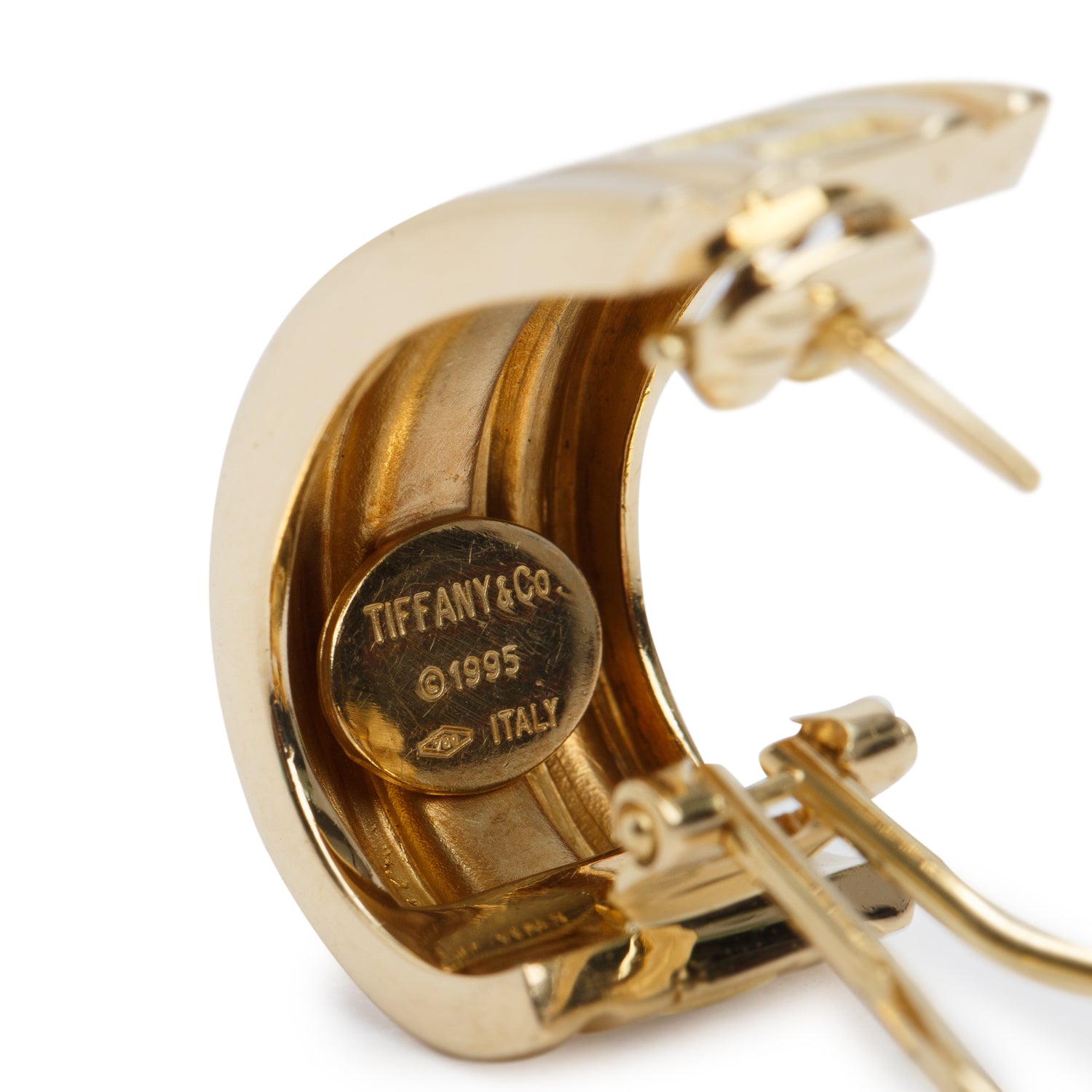 Tiffany & Co. 18k Yellow Gold Atlas Half Hoop Earrings w/ Box