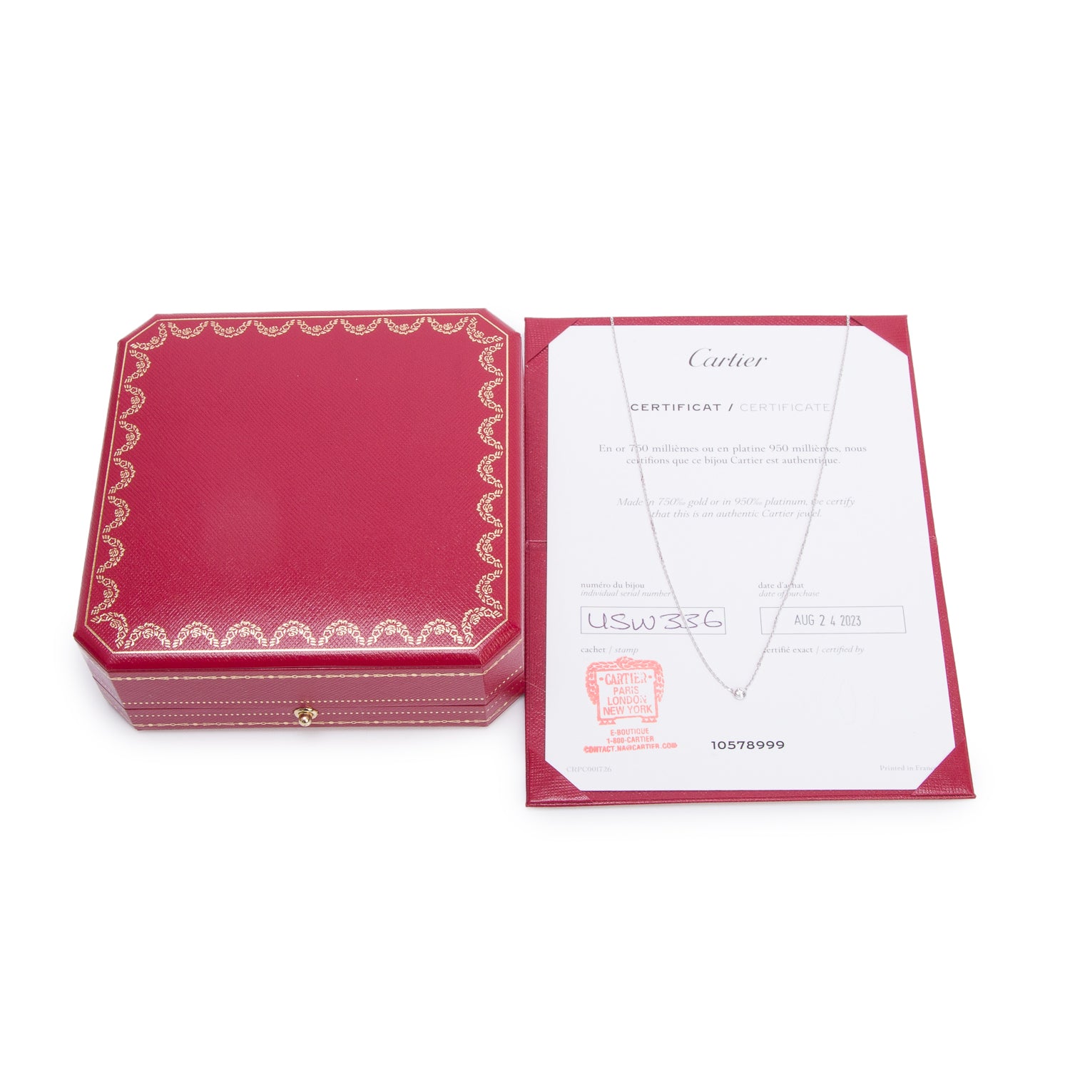 Cartier 2023 18k White Gold Diamond D'Amour Pendant Necklace, Mini Model w/ Box & Certificate