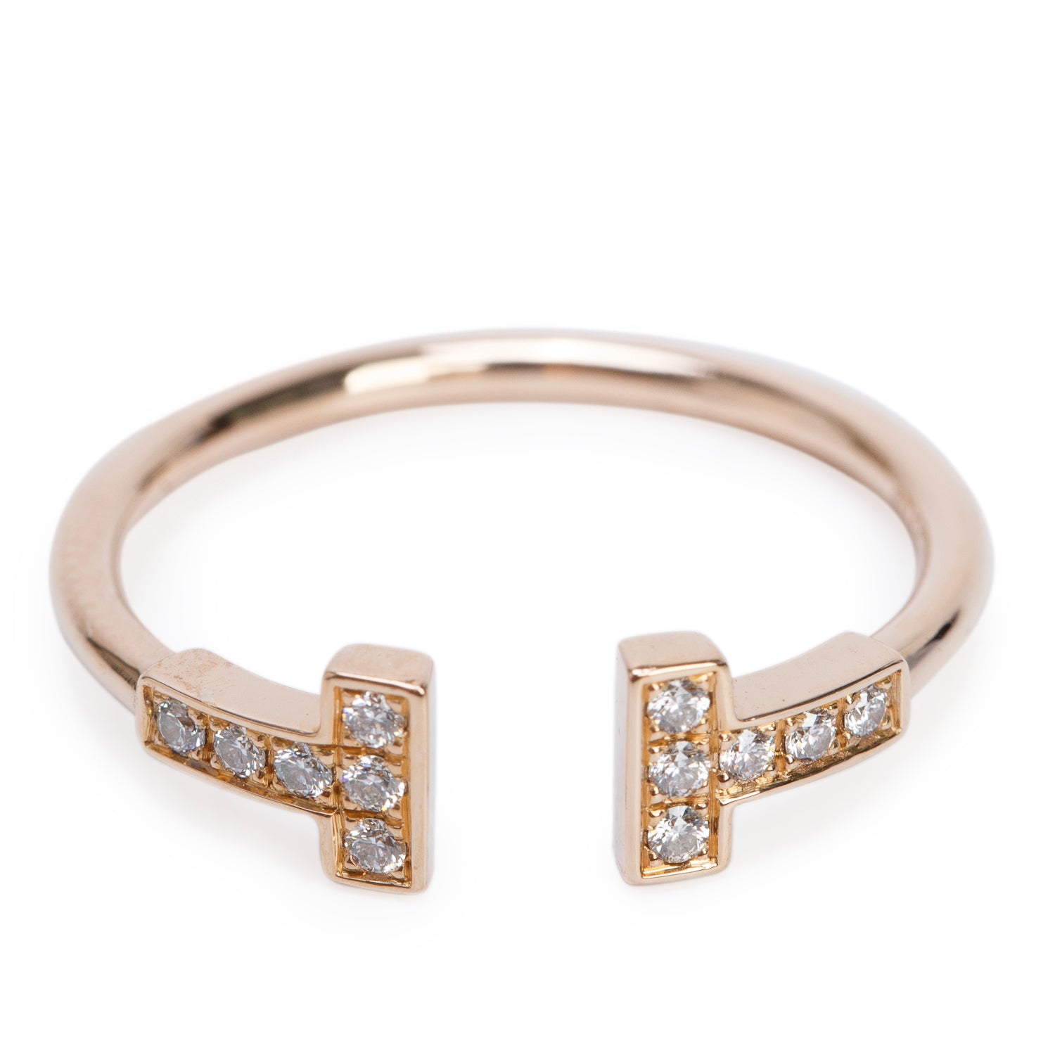 Tiffany & Co. 18k Yellow Gold T Wire Diamond Ring, Size 8 w/ Box