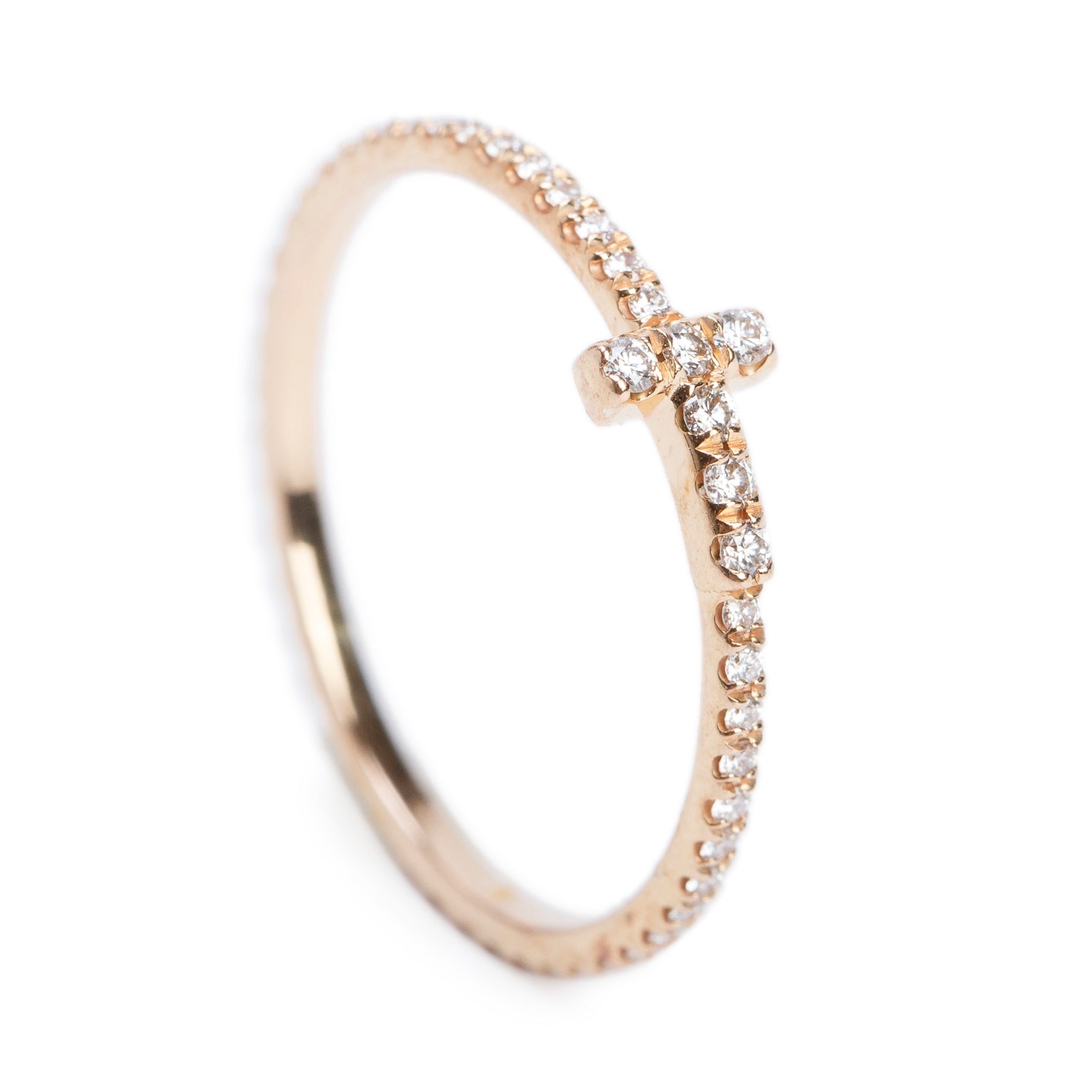 Tiffany & Co. 18k Rose Gold T Wire Diamond Band Ring, Size 7 w/ Box