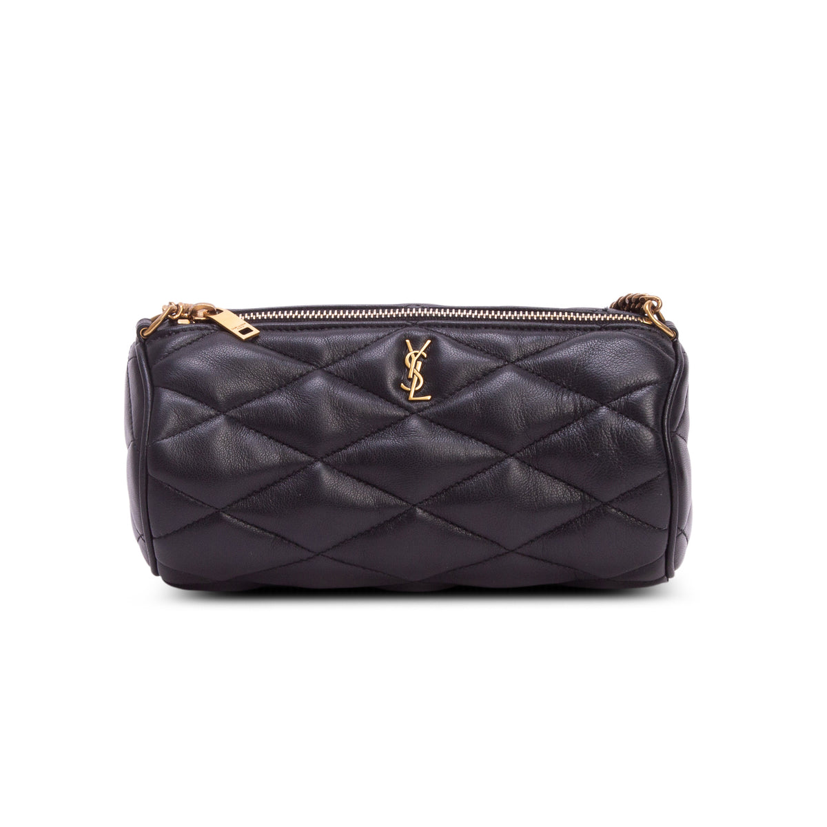 Saint Laurent 2022 Black Quilted Lambskin Leather Mini Sade Tube Bag