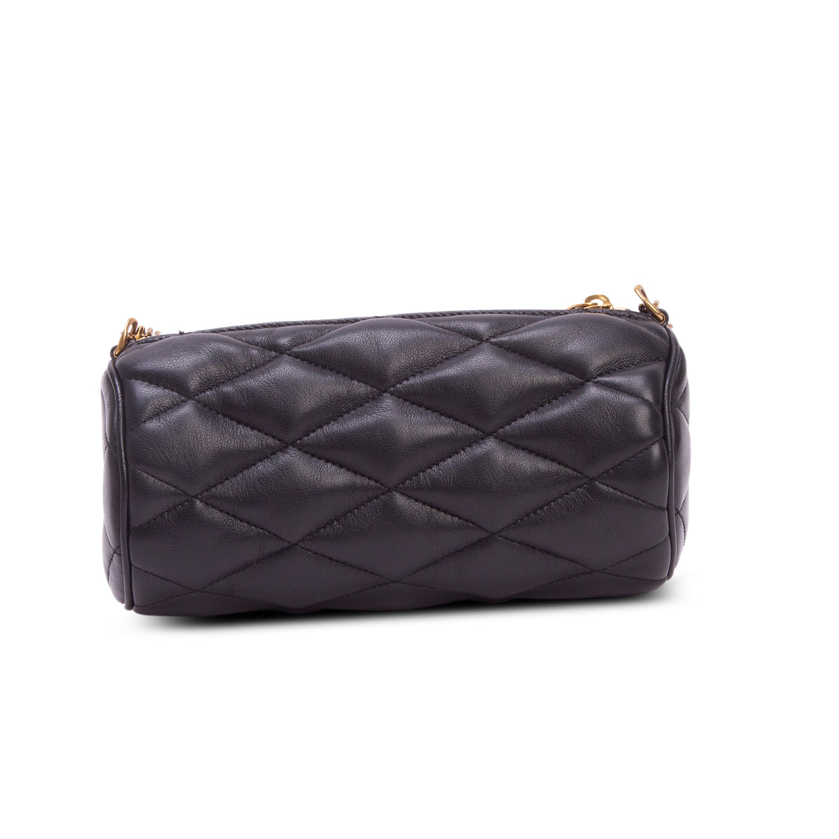 Saint Laurent 2022 Black Quilted Lambskin Leather Mini Sade Tube Bag
