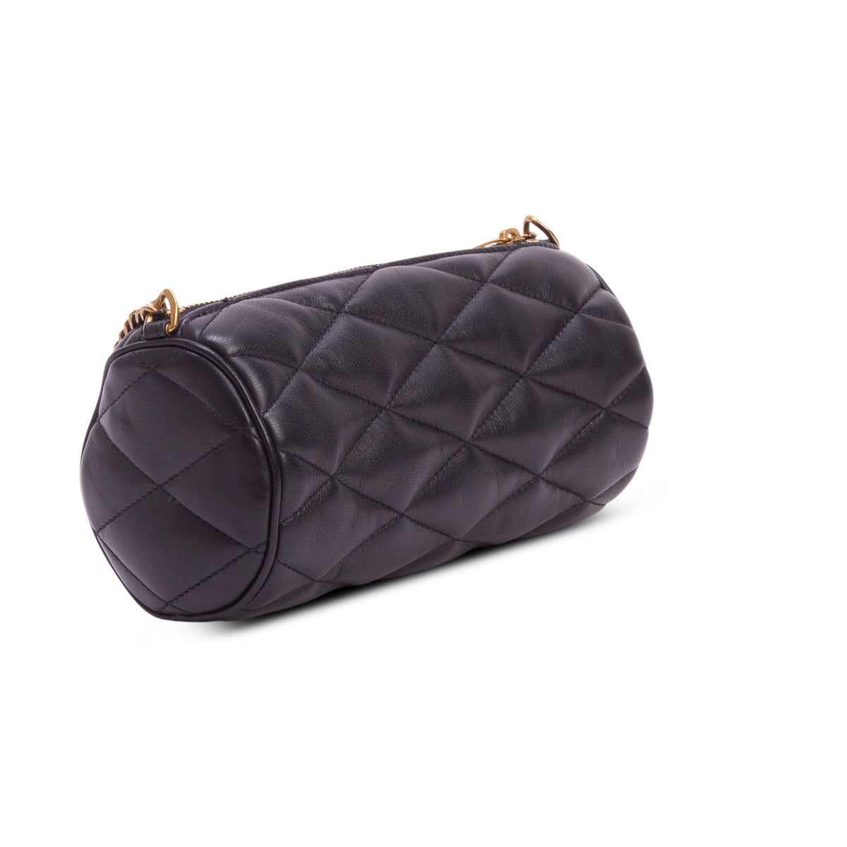 Saint Laurent 2022 Black Quilted Lambskin Leather Mini Sade Tube Bag
