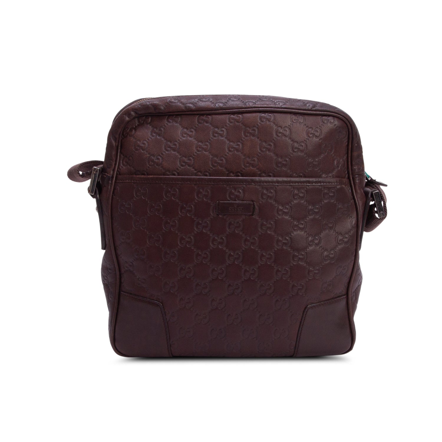 Gucci Brown Calfskin Signature Messenger Bag