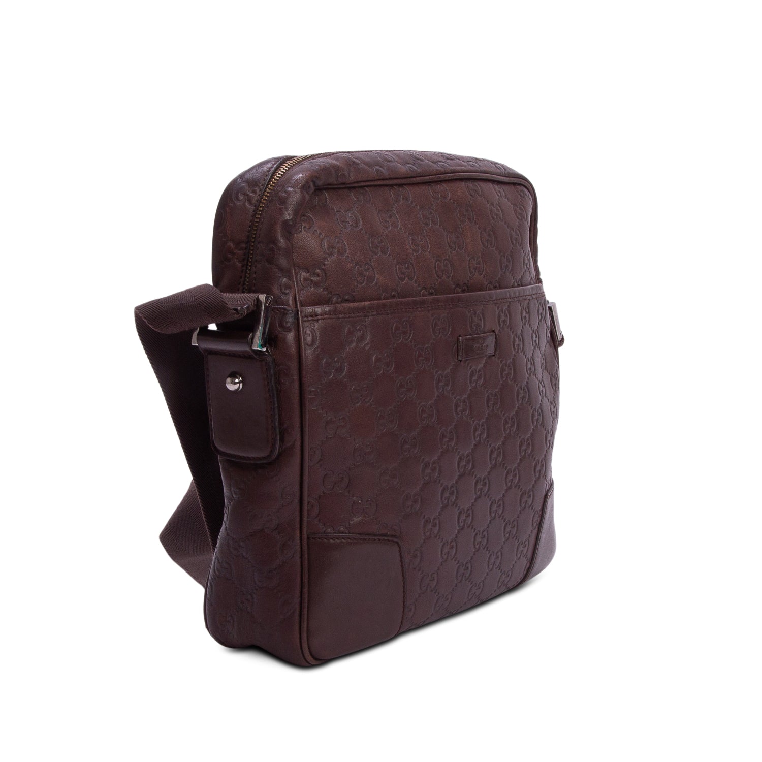 Gucci Brown Calfskin Signature Messenger Bag
