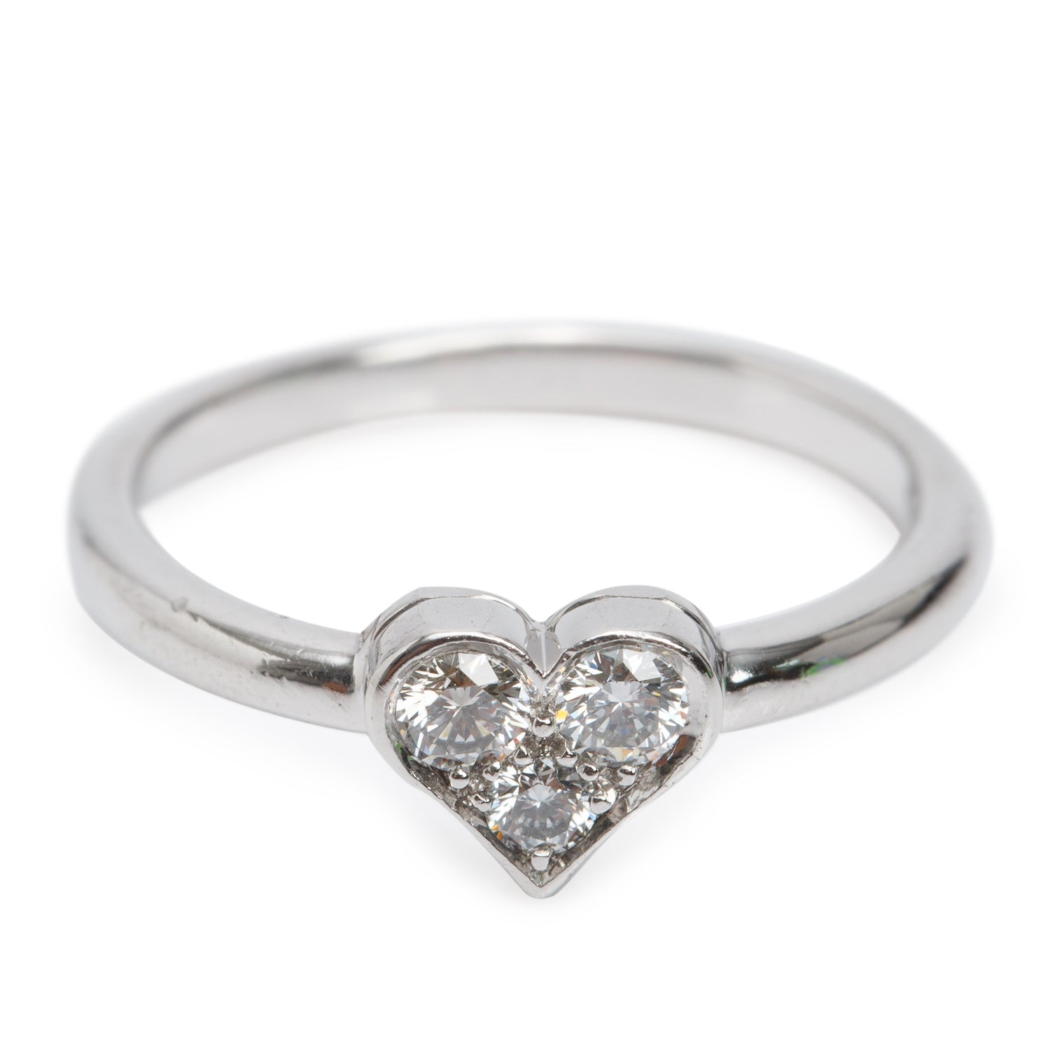 Tiffany & Co. Platinum 3 Diamond Sentimental Heart Ring, Size 5.75 w/ Box