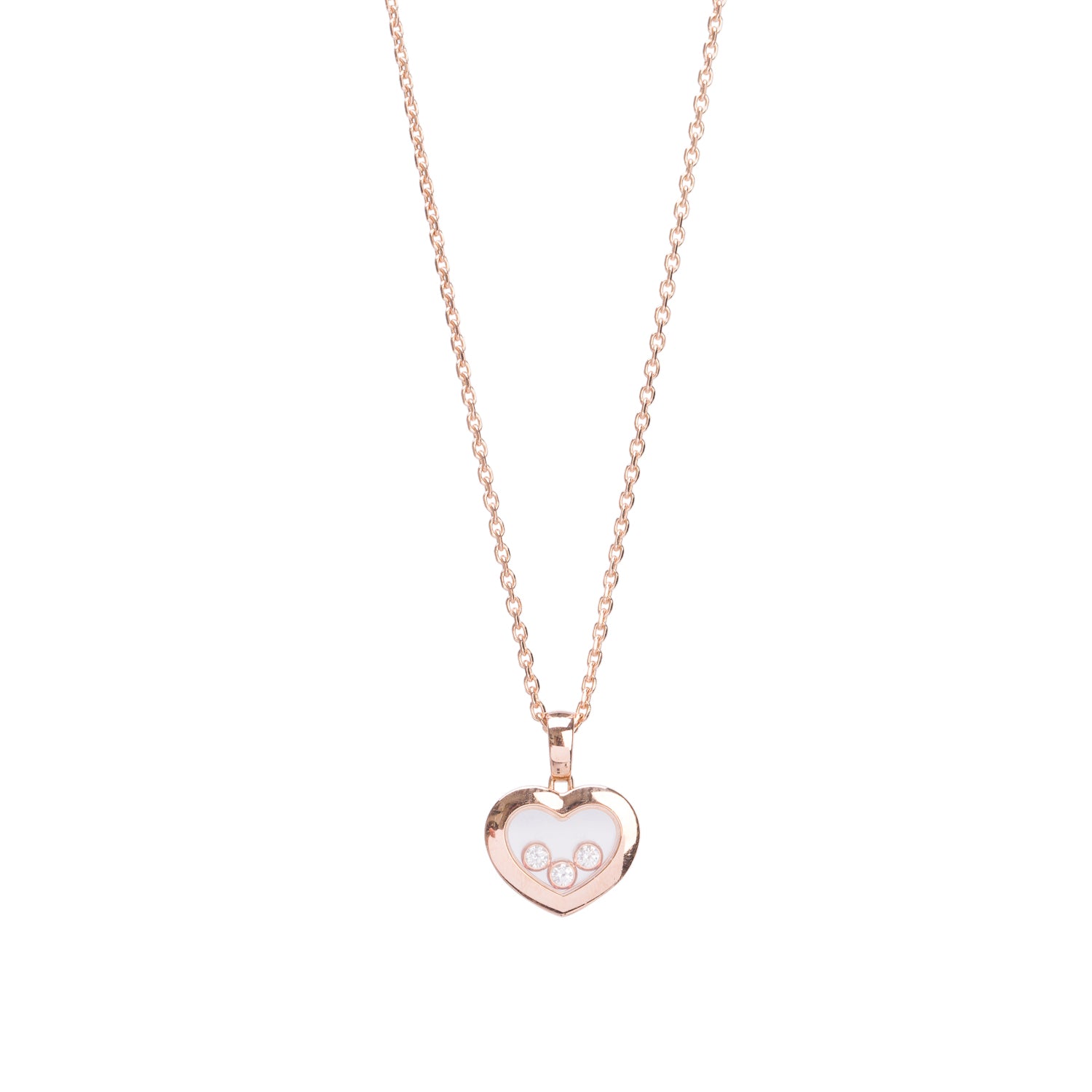 Chopard 18k Rose Gold Happy Diamond Icons Heart Pendant Necklace w/ Box & Papers