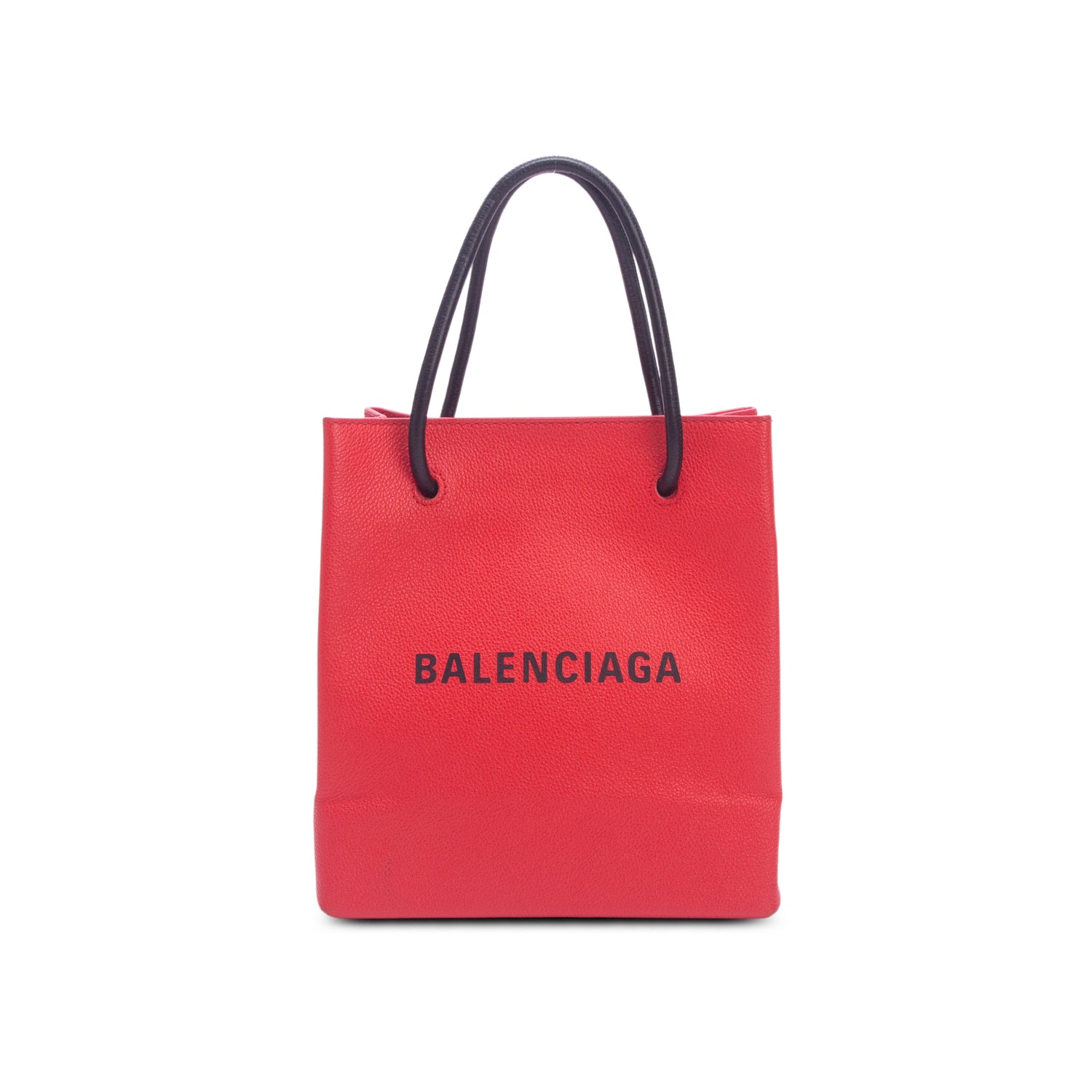 Balenciaga Red Calfskin Leather XXS Logo Leather Shopping Tote w/ Strap