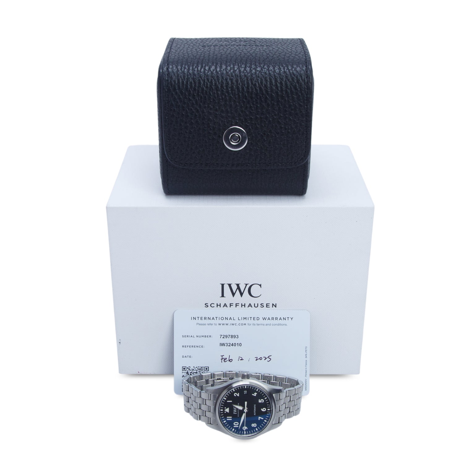 IWC 2025 Stainless Steel Pilot's 36 MM Automatic Watch Black Dial IW324010 w/ Box & Papers