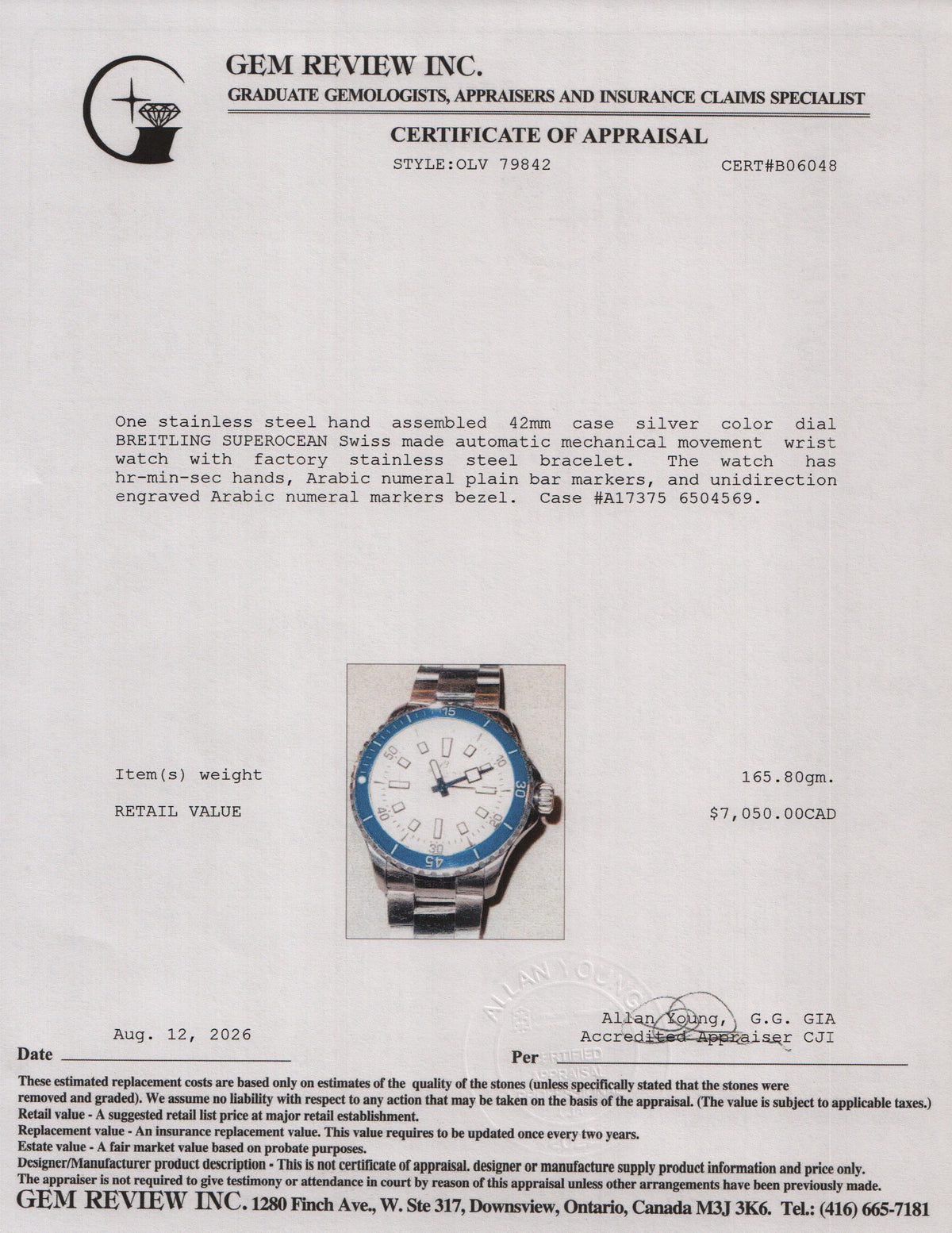 Breitling Stainless Steel Superocean 42 MM Automatic Watch Blue Bezel Silver Dial A17375 w/ Box & Papers