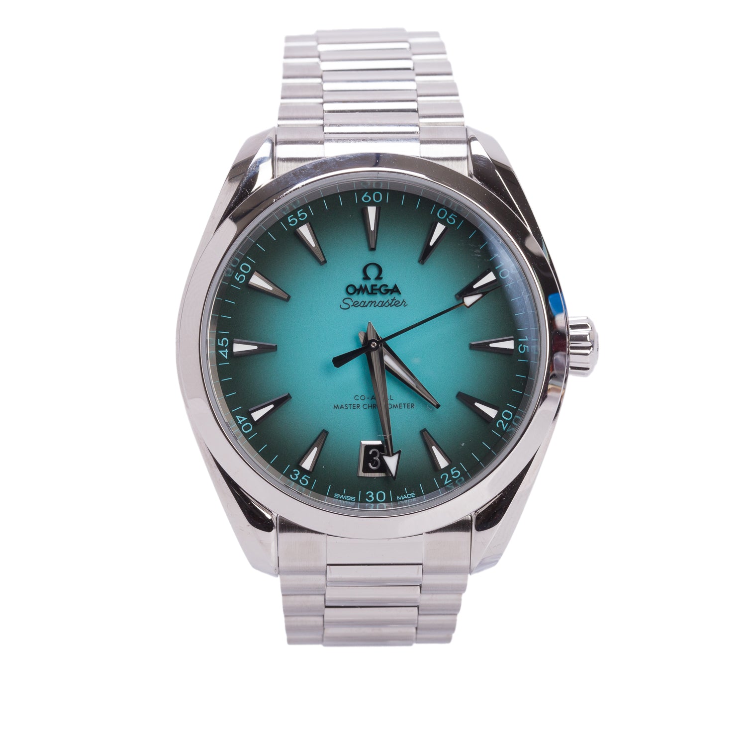 Omega 2026 Stainless Steel Seamaster Aqua Terra Co-Axial Master Chronometer 41 MM Automatic Watch Turquoise Dial w/ Box & Papers