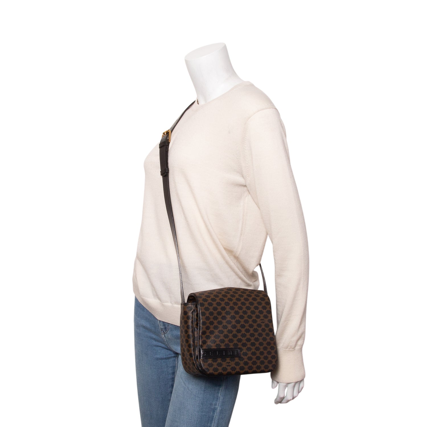 Celine Vintage Black Macadam Shoulder Bag